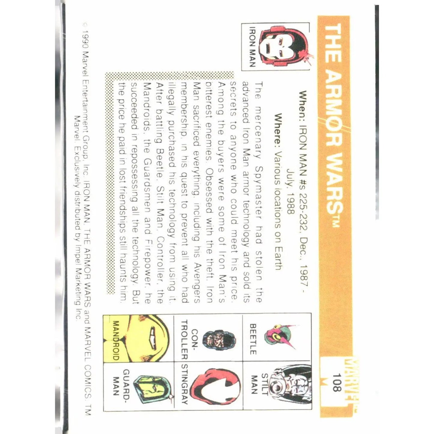 1990 Impel Marvel Universe #108 The Armor Wars - MOD Shop LLC