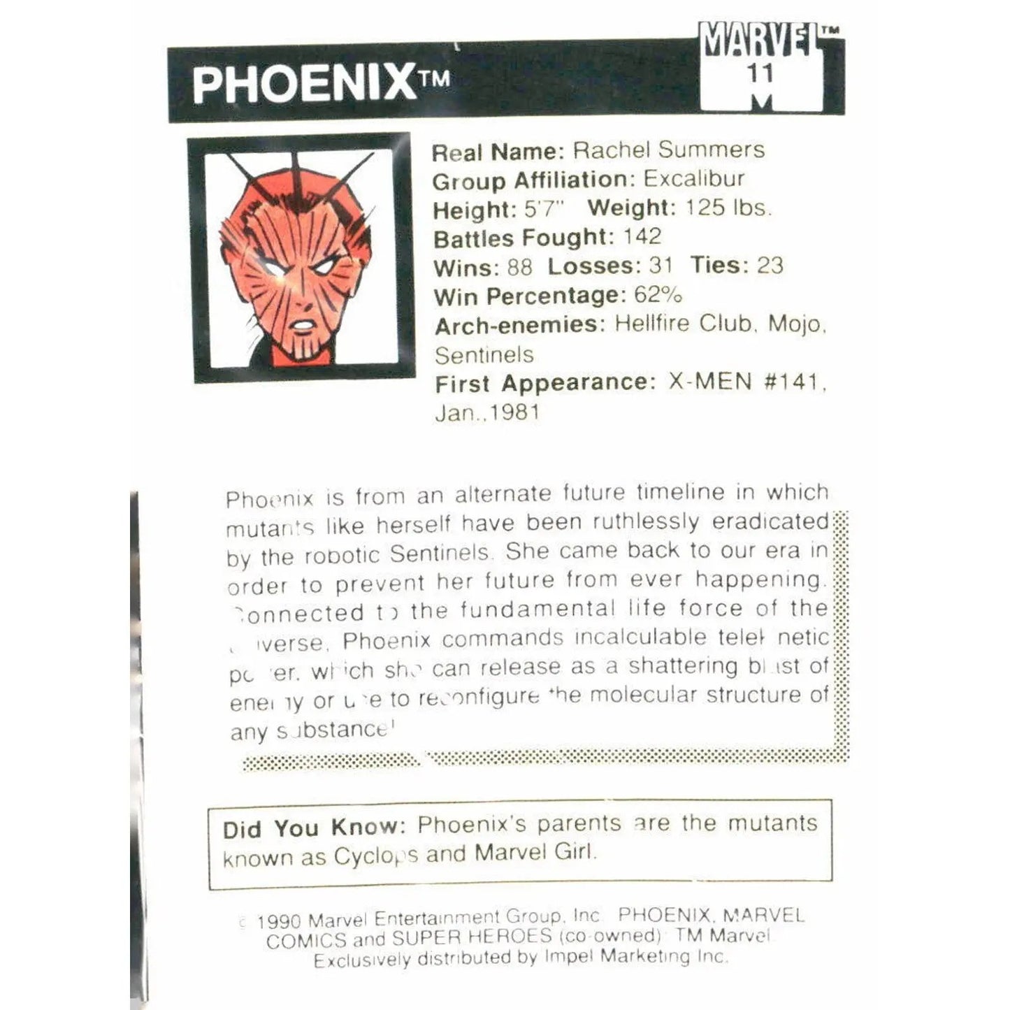 1990 Impel Marvel Universe #11 Phoenix - MOD Shop LLC
