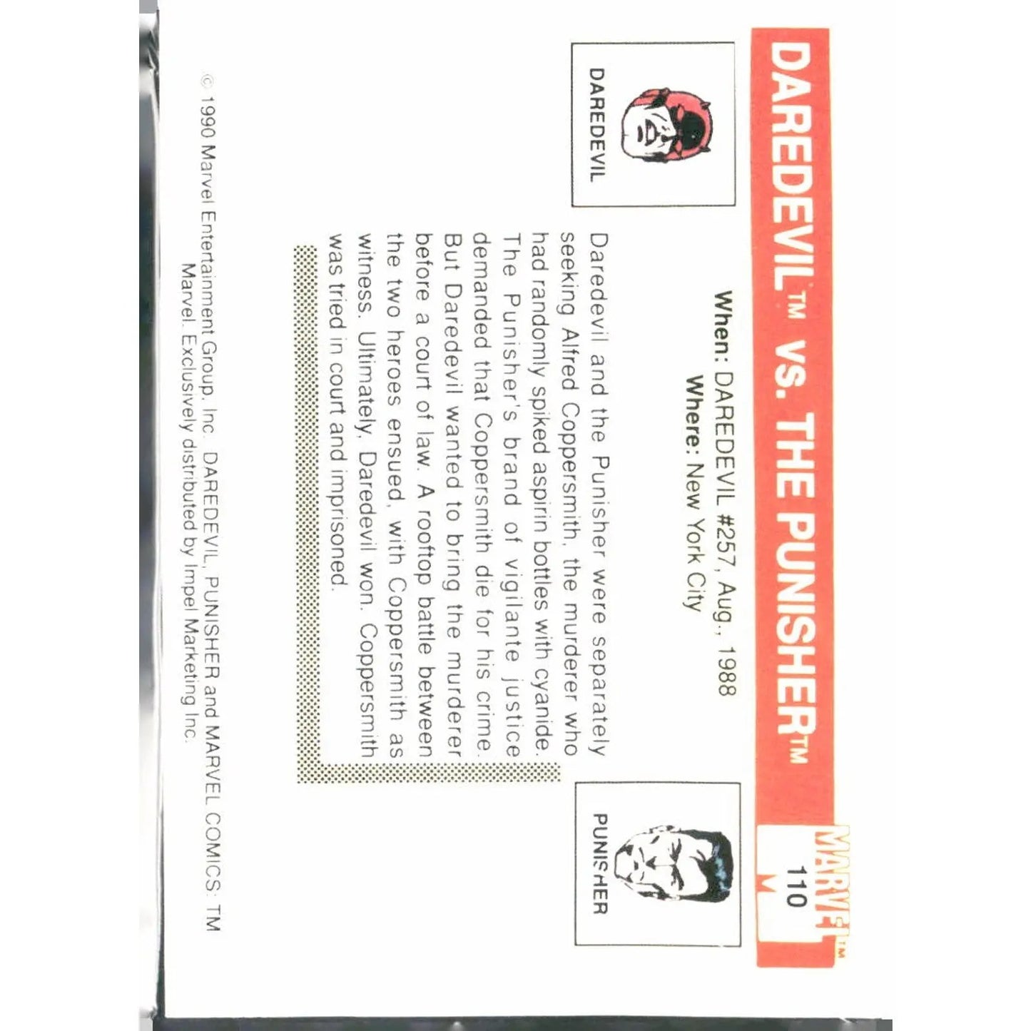 1990 Impel Marvel Universe #110 Daredevil vs. Punisher - MOD Shop LLC