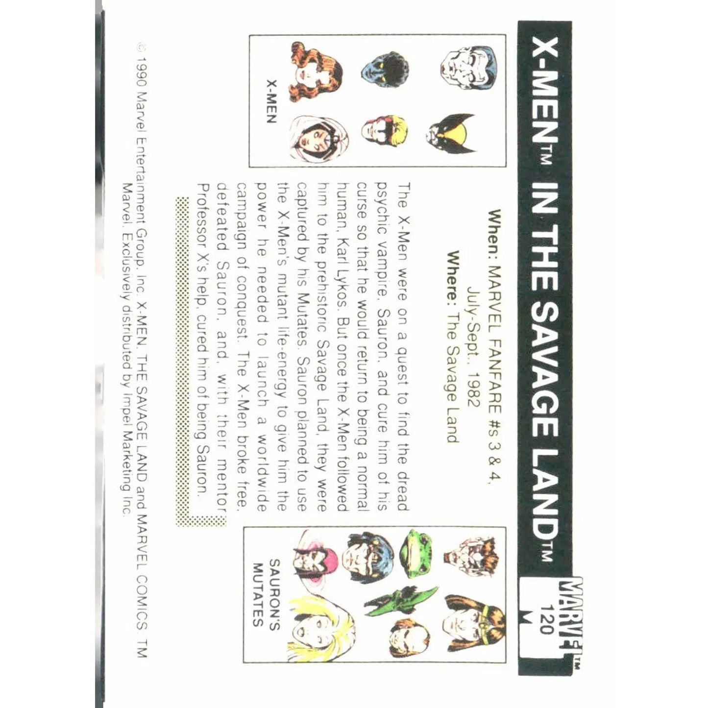 1990 Impel Marvel Universe #120 X - Men in The Savage Land - MOD Shop LLC