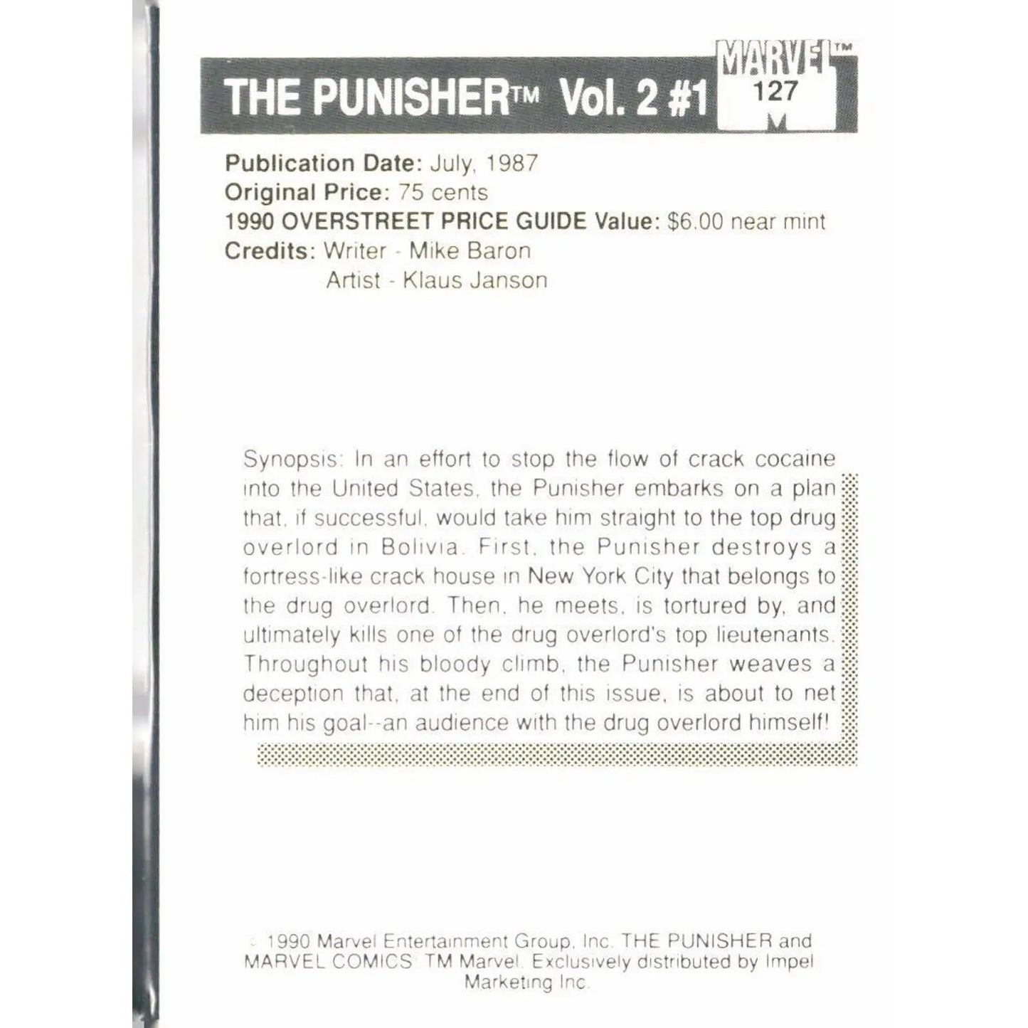 1990 Impel Marvel Universe #127 Punisher Series - MOD Shop LLC