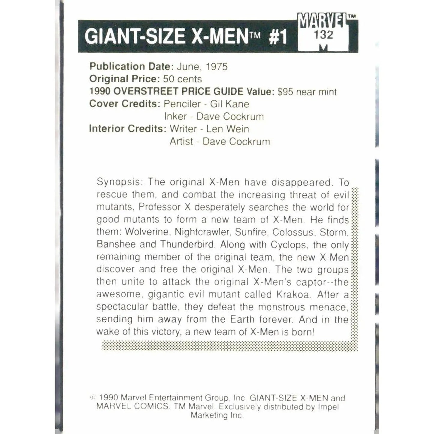 1990 Impel Marvel Universe #132 Giant - Size X - Men #1 - MOD Shop LLC