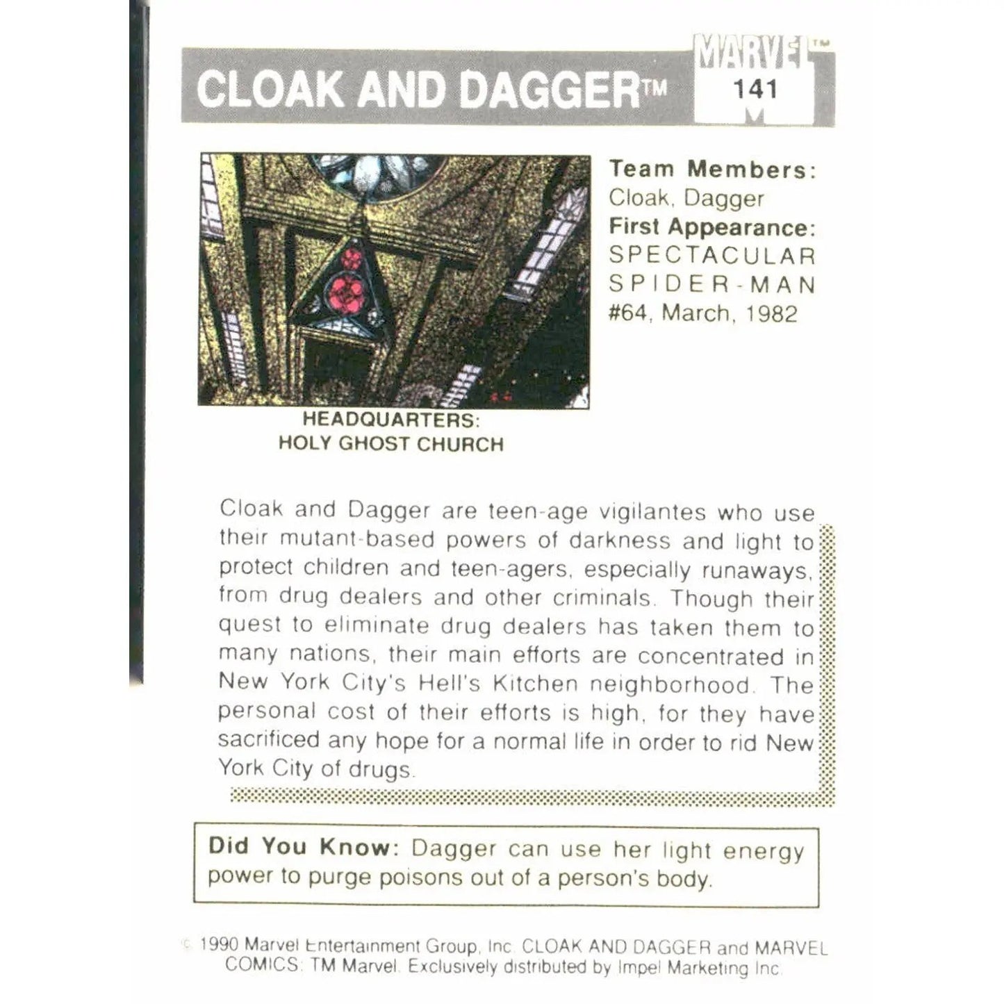 1990 Impel Marvel Universe #141 Cloak and Dagger - MOD Shop LLC