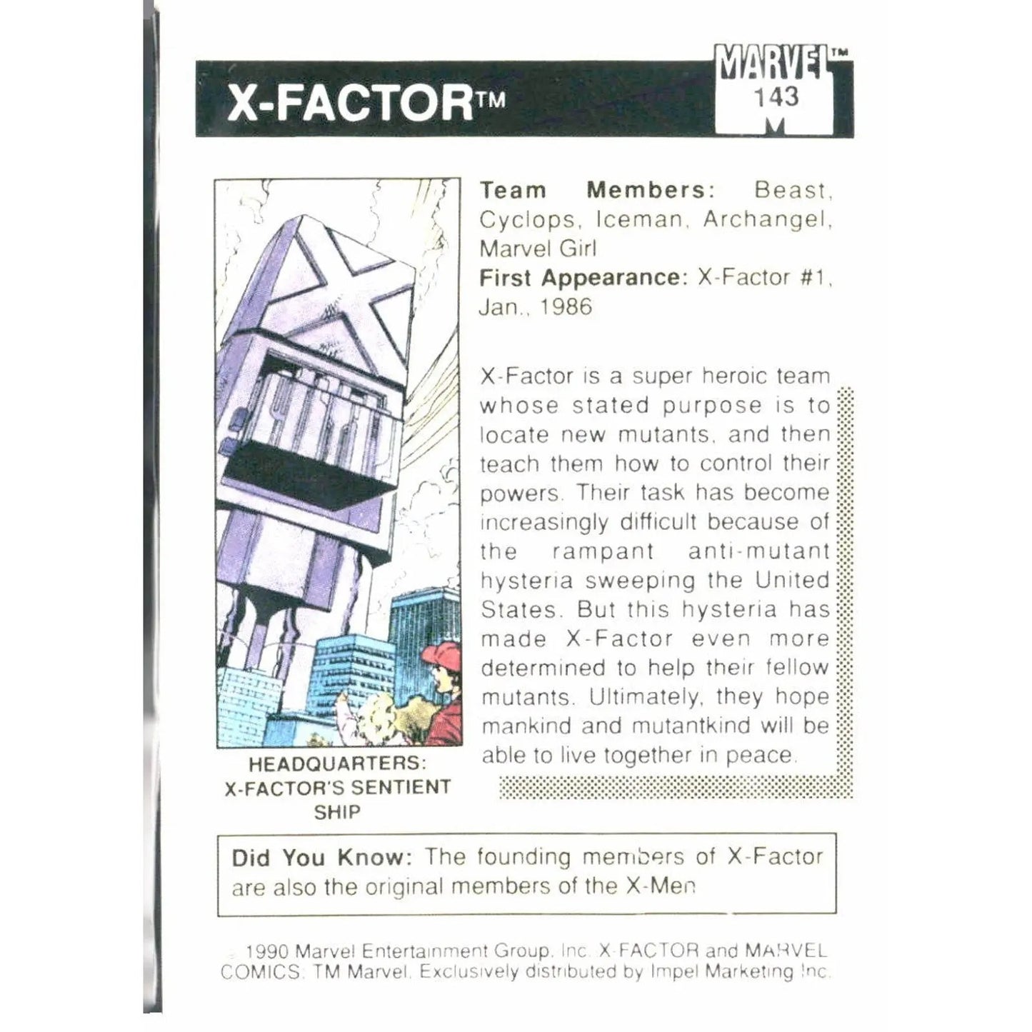 1990 Impel Marvel Universe #143 X - Factor - MOD Shop LLC