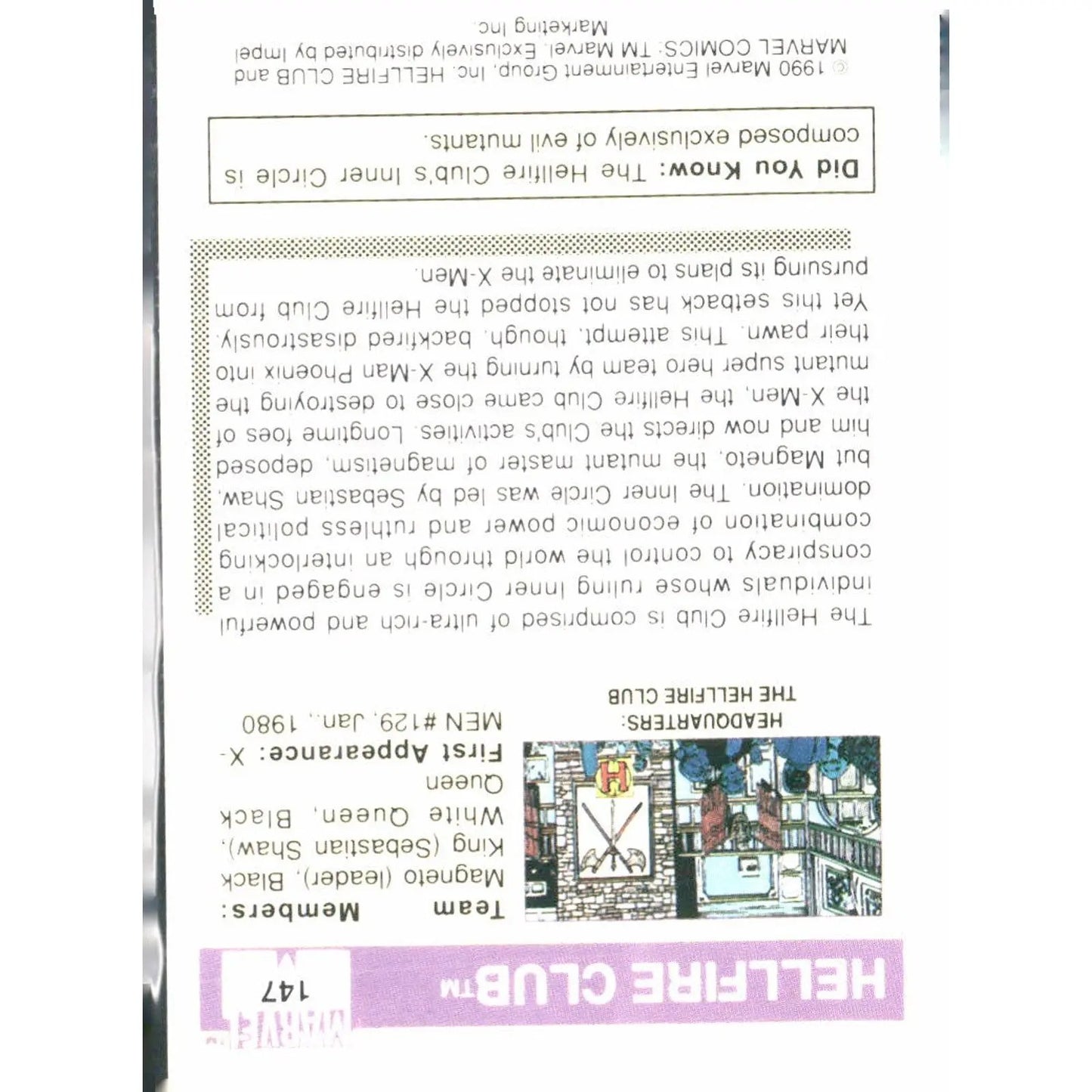 1990 Impel Marvel Universe #147 Hellfire Club - MOD Shop LLC