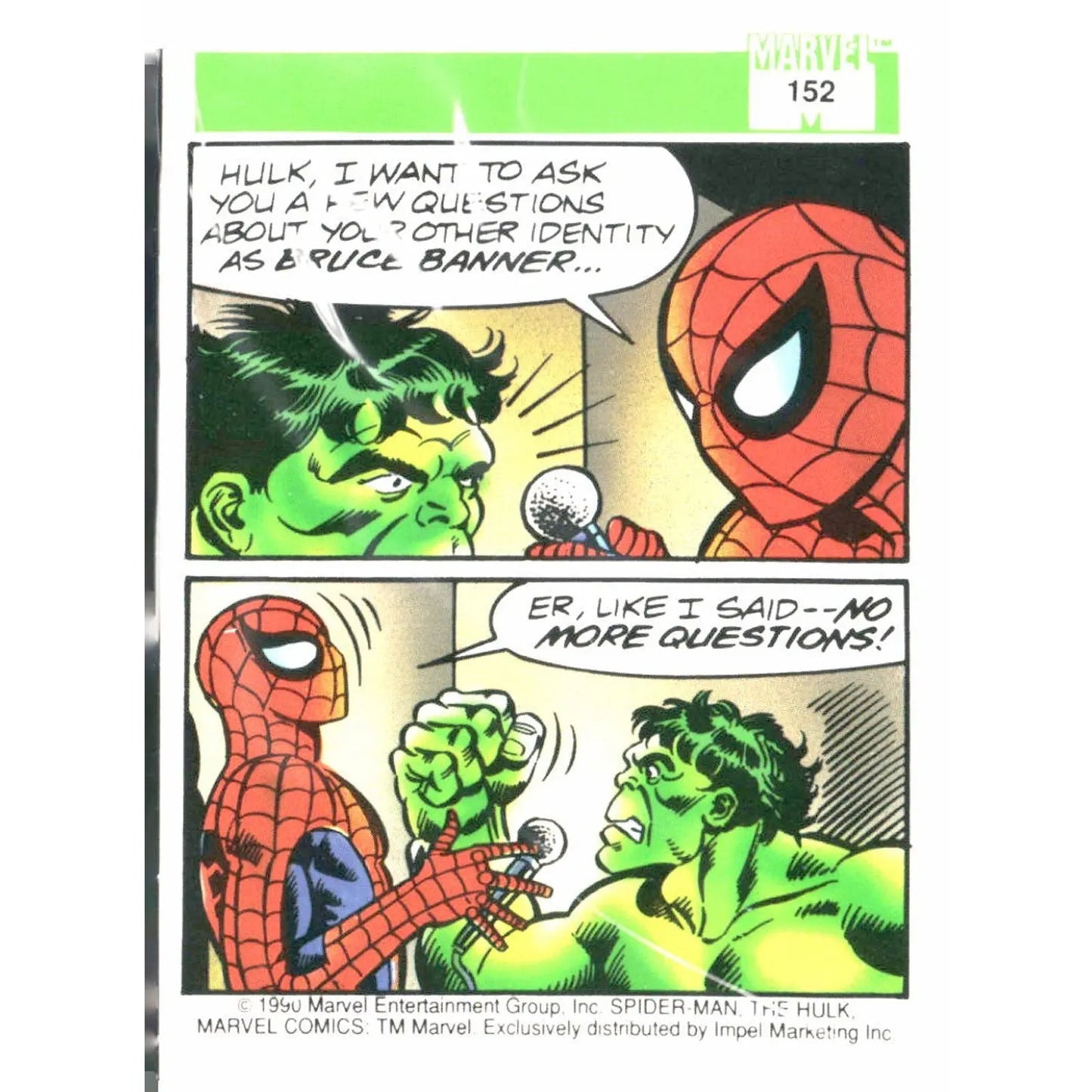 1990 Impel Marvel Universe #152 Spider - Man Presents: The Hulk - MOD Shop LLC