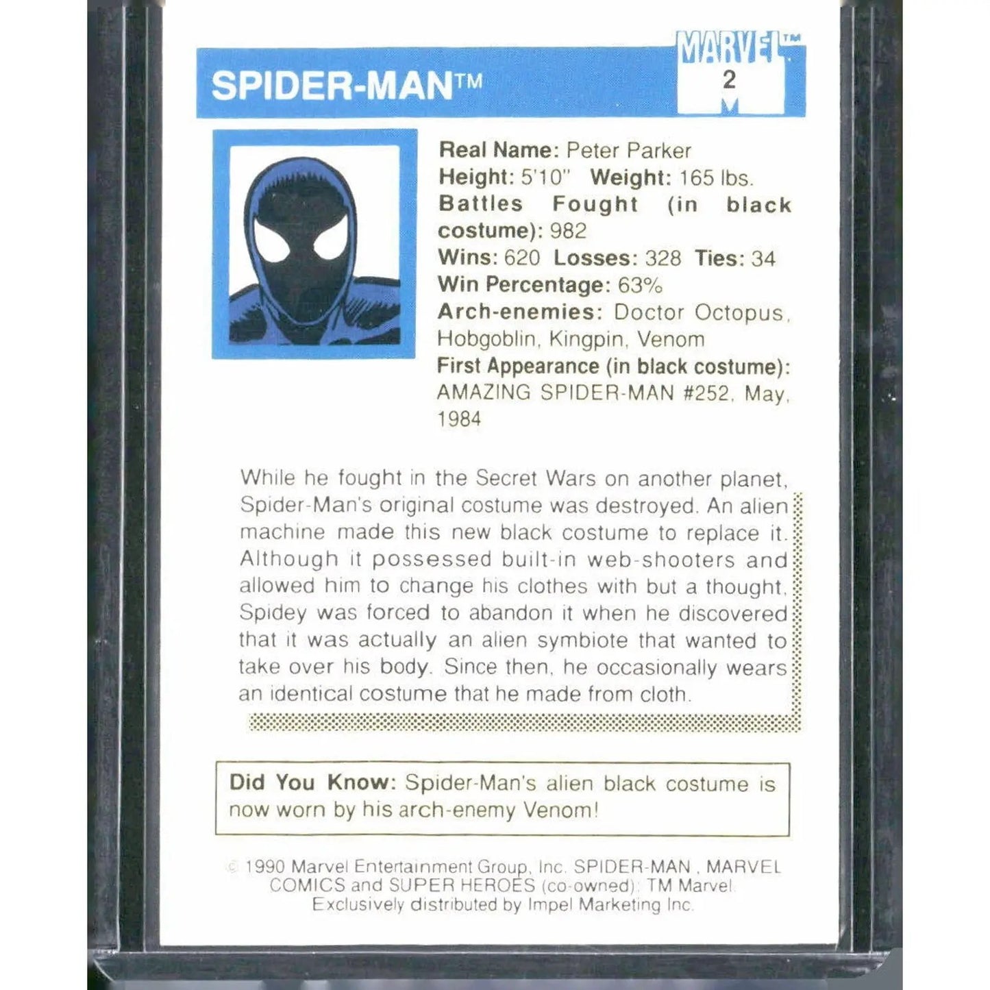 1990 Impel Marvel Universe #2 Spider - Man - MOD Shop LLC