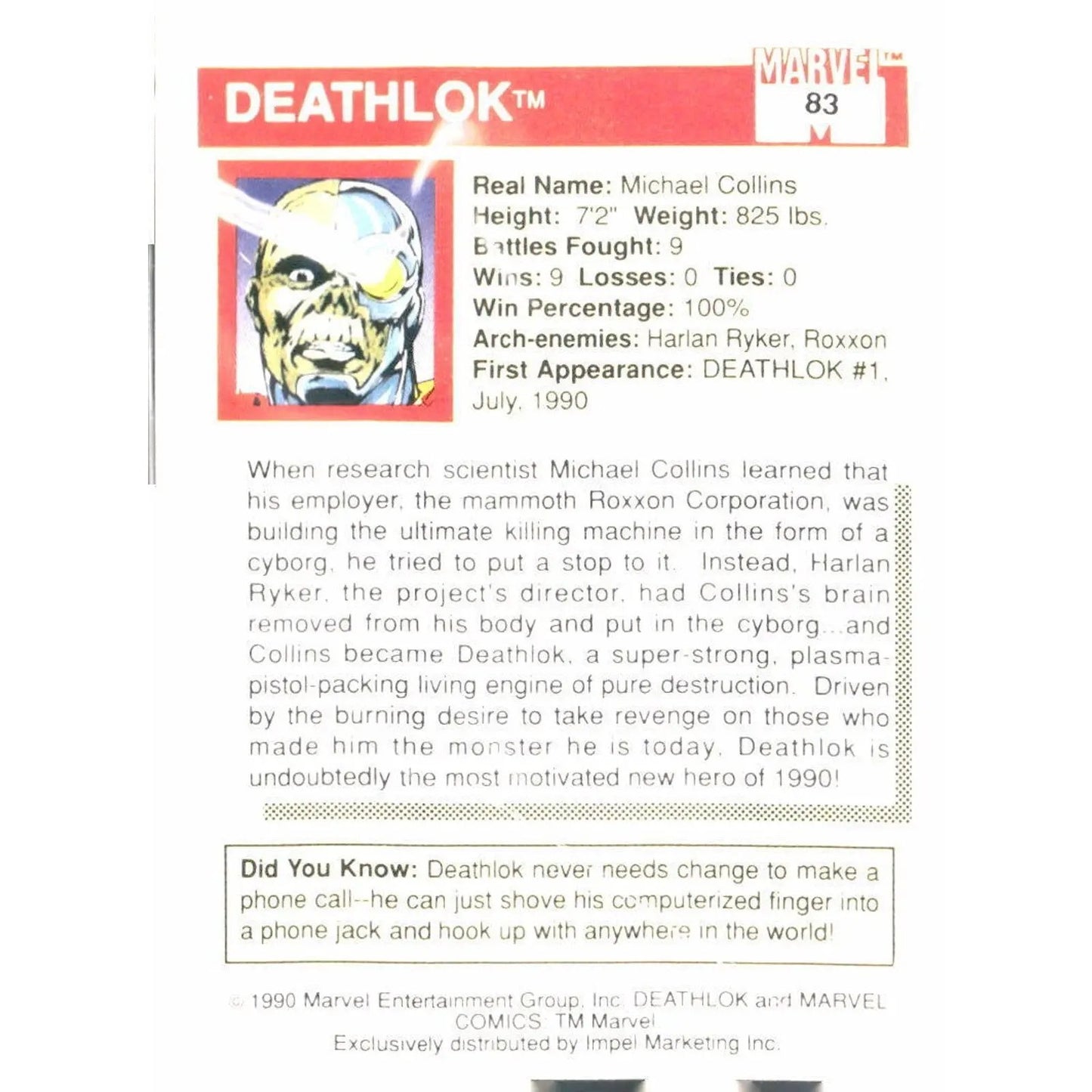 1990 Impel Marvel Universe #83 Deathlok - MOD Shop LLC