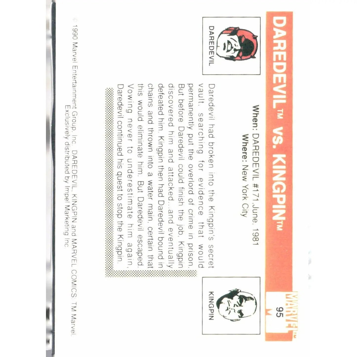 1990 Impel Marvel Universe #95 Daredevil vs. Kingpin - MOD Shop LLC