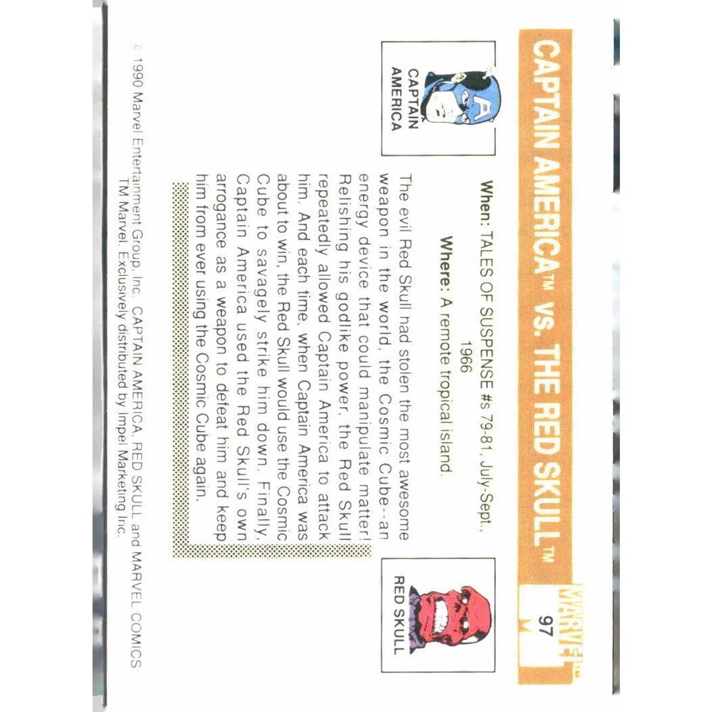 1990 Impel Marvel Universe #97 Captain America vs. The Red Skull - MOD Shop LLC