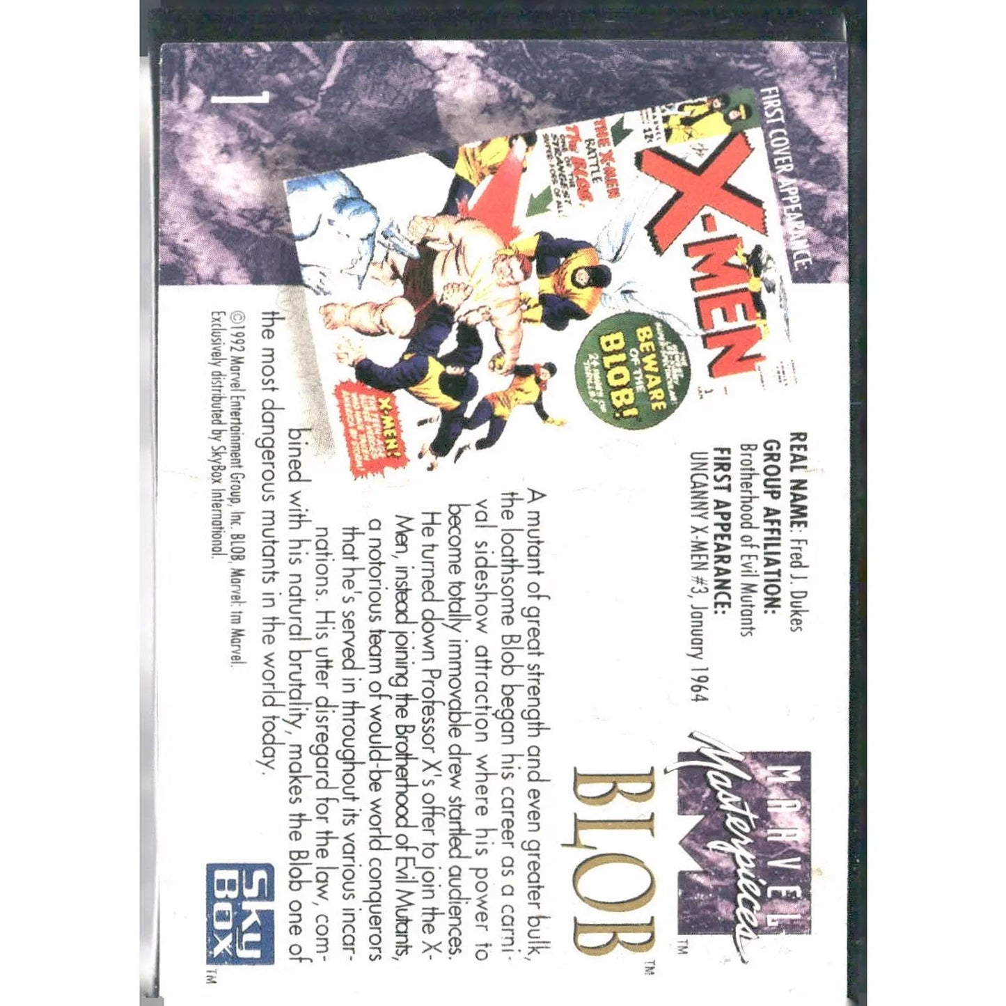 1992 SkyBox Marvel Masterpieces #1 Blob - MOD Shop LLC