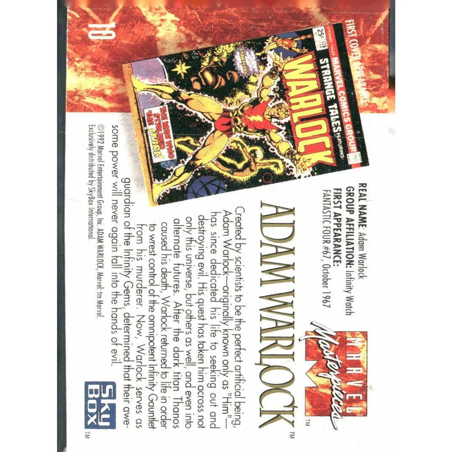 1992 SkyBox Marvel Masterpieces #10 Adam Warlock - MOD Shop LLC