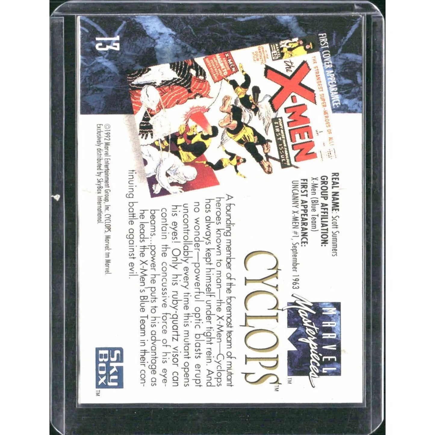 1992 SkyBox Marvel Masterpieces #13 Cyclops - MOD Shop LLC