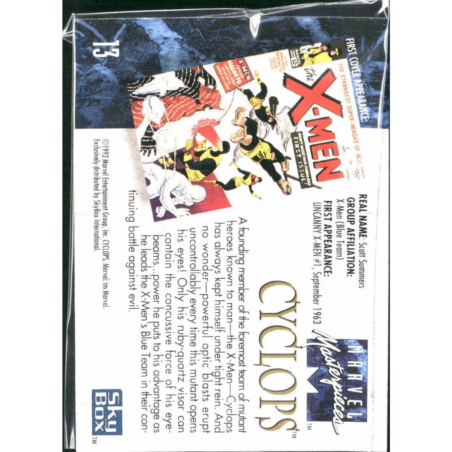 1992 SkyBox Marvel Masterpieces #13 Cyclops - MOD Shop LLC