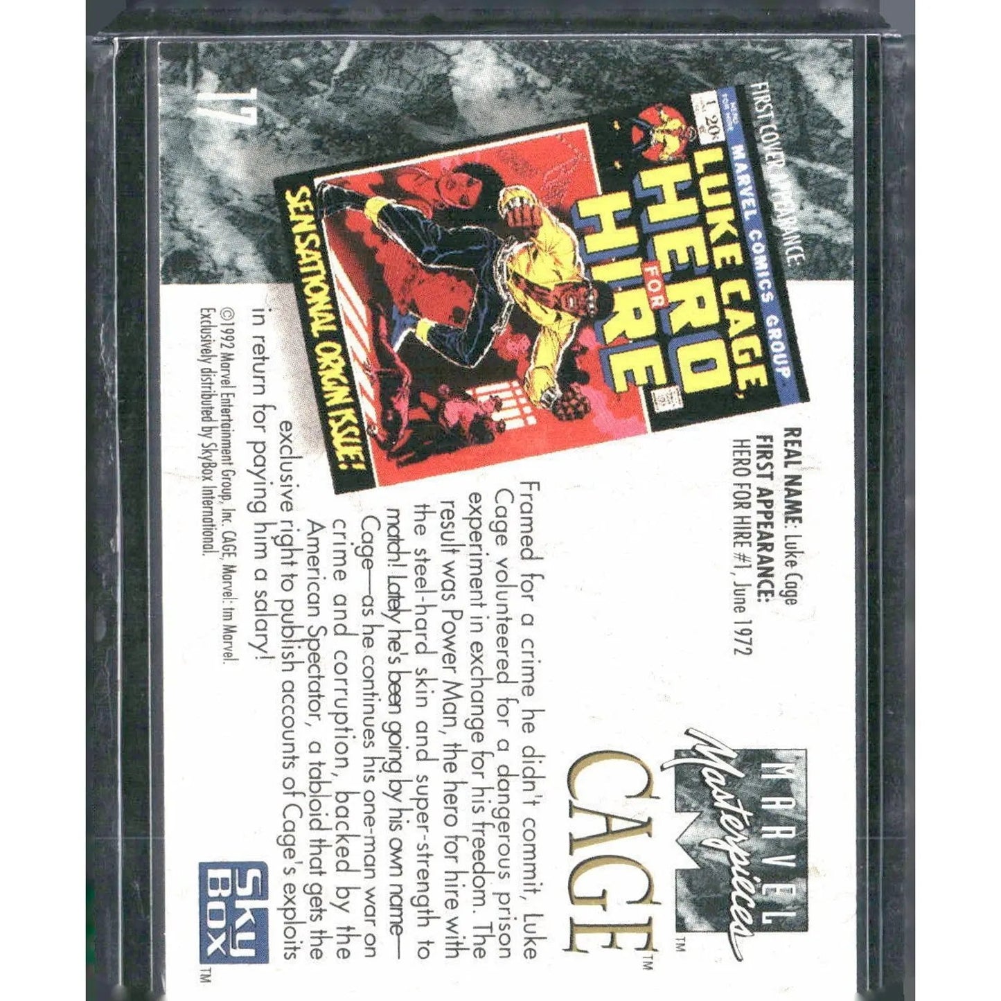 1992 SkyBox Marvel Masterpieces #17 Cage - MOD Shop LLC