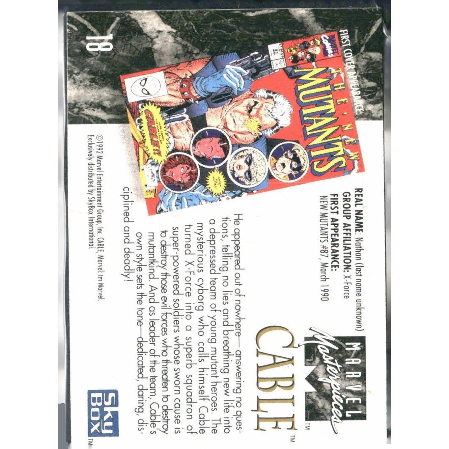 1992 SkyBox Marvel Masterpieces #18 Cable - MOD Shop LLC