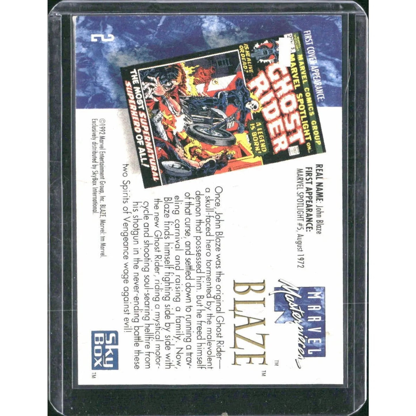 1992 SkyBox Marvel Masterpieces #2 Blaze - MOD Shop LLC