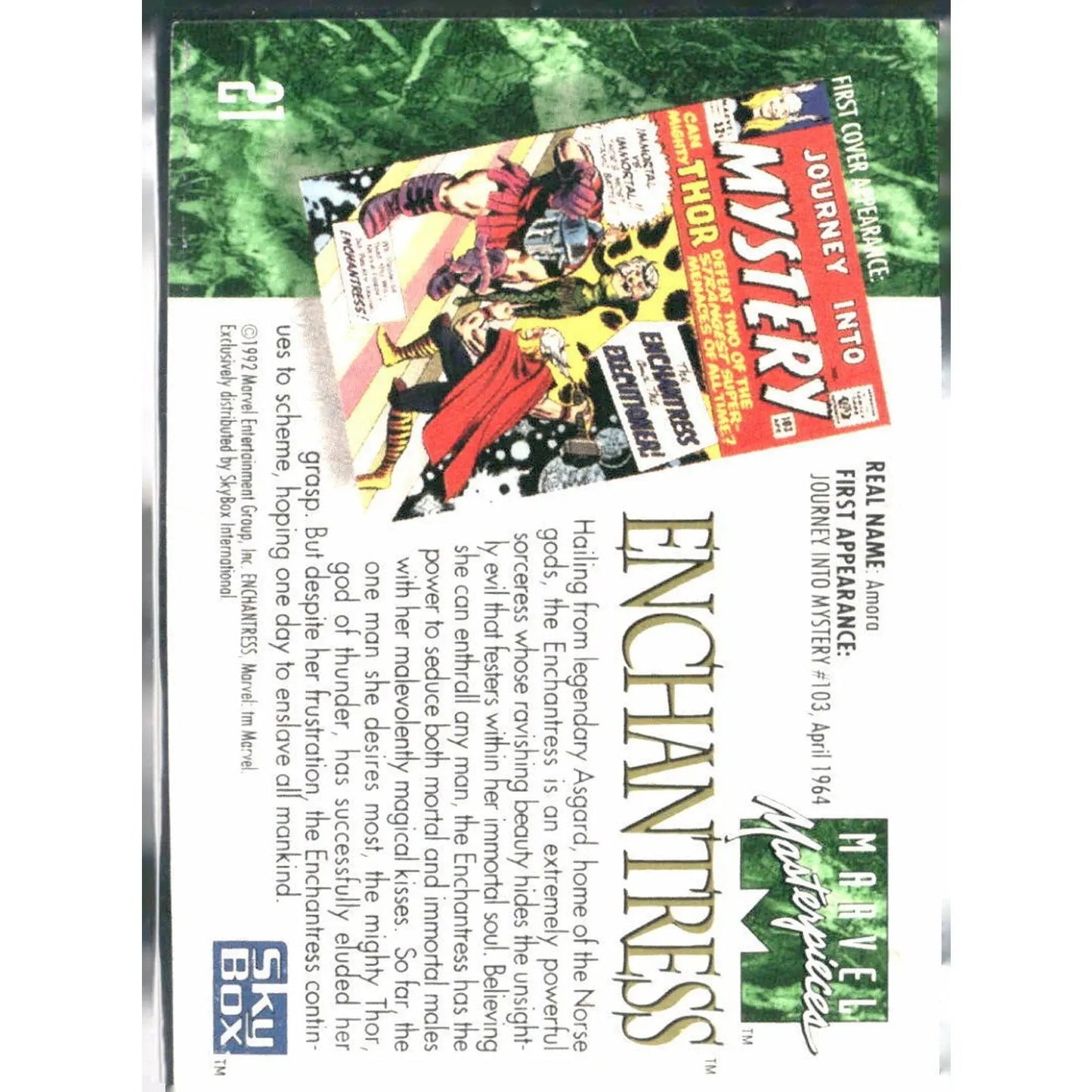 1992 SkyBox Marvel Masterpieces #21 Enchantress - MOD Shop LLC