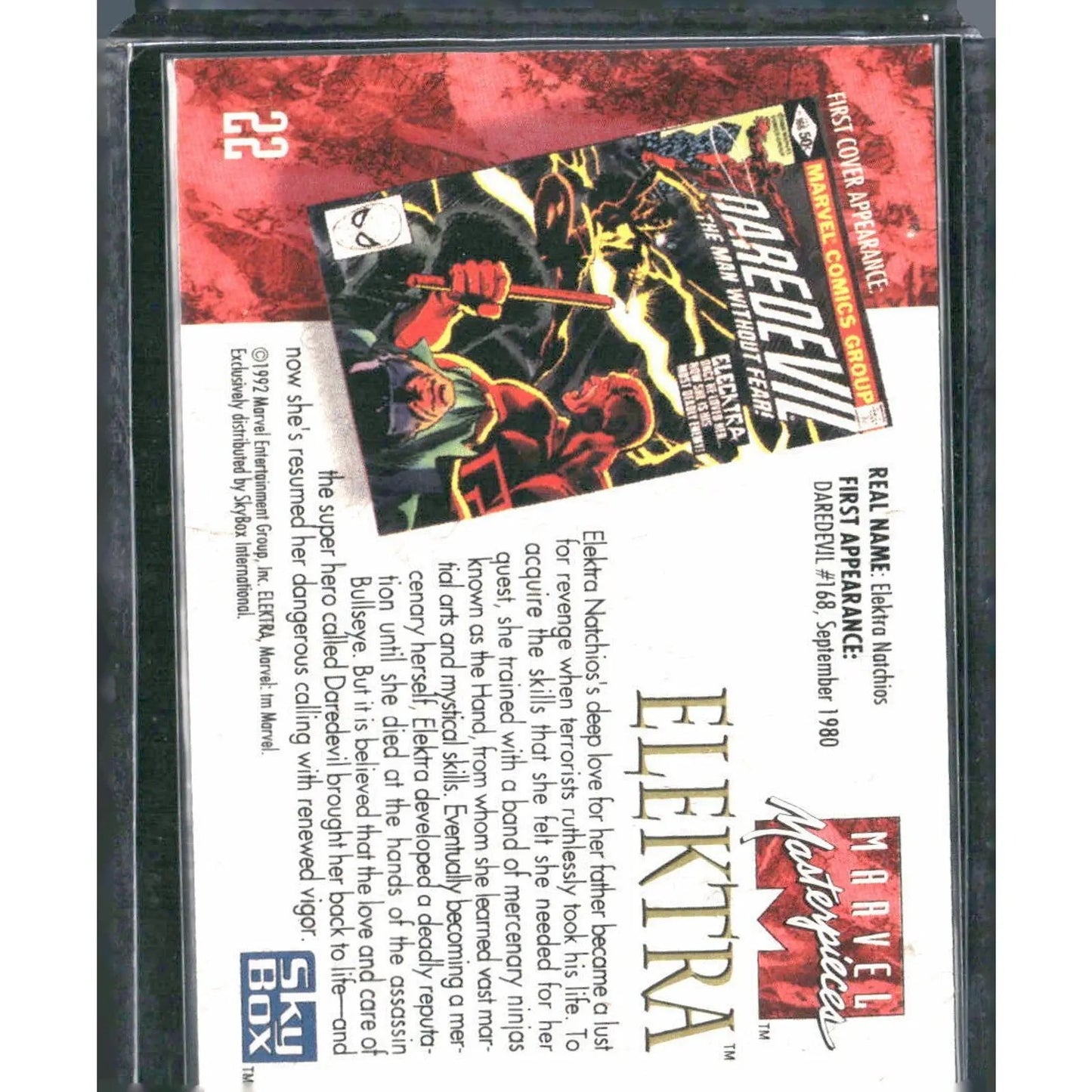 1992 SkyBox Marvel Masterpieces #22 Elektra - MOD Shop LLC