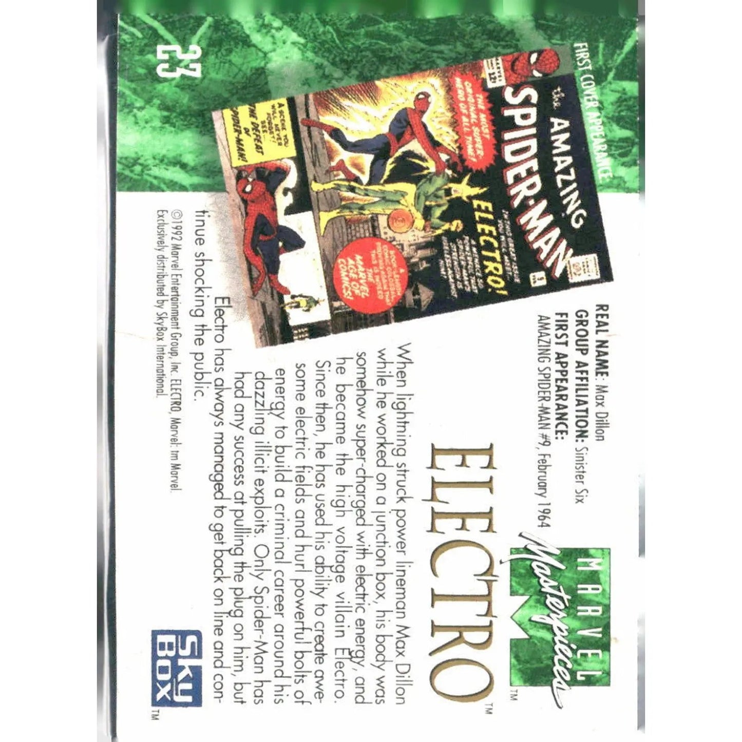 1992 SkyBox Marvel Masterpieces #23 Electro - MOD Shop LLC