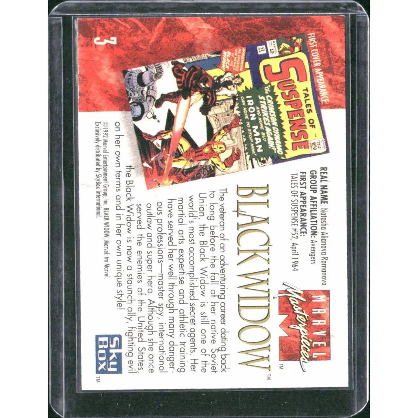 1992 SkyBox Marvel Masterpieces #3 Black Widow - MOD Shop LLC