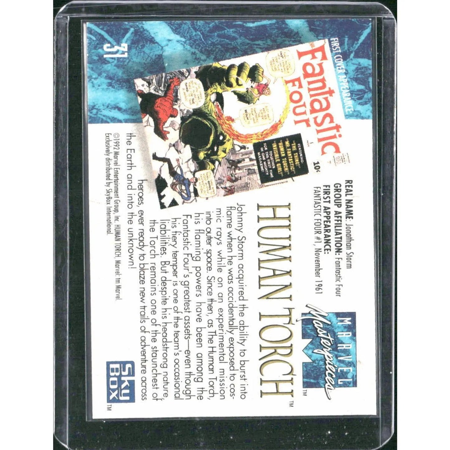 1992 SkyBox Marvel Masterpieces #31 Human Torch - MOD Shop LLC