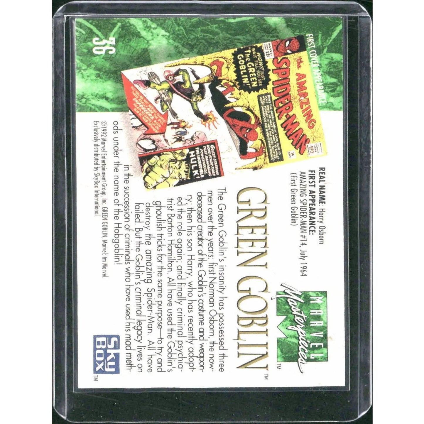 1992 SkyBox Marvel Masterpieces #36 Green Goblin - MOD Shop LLC