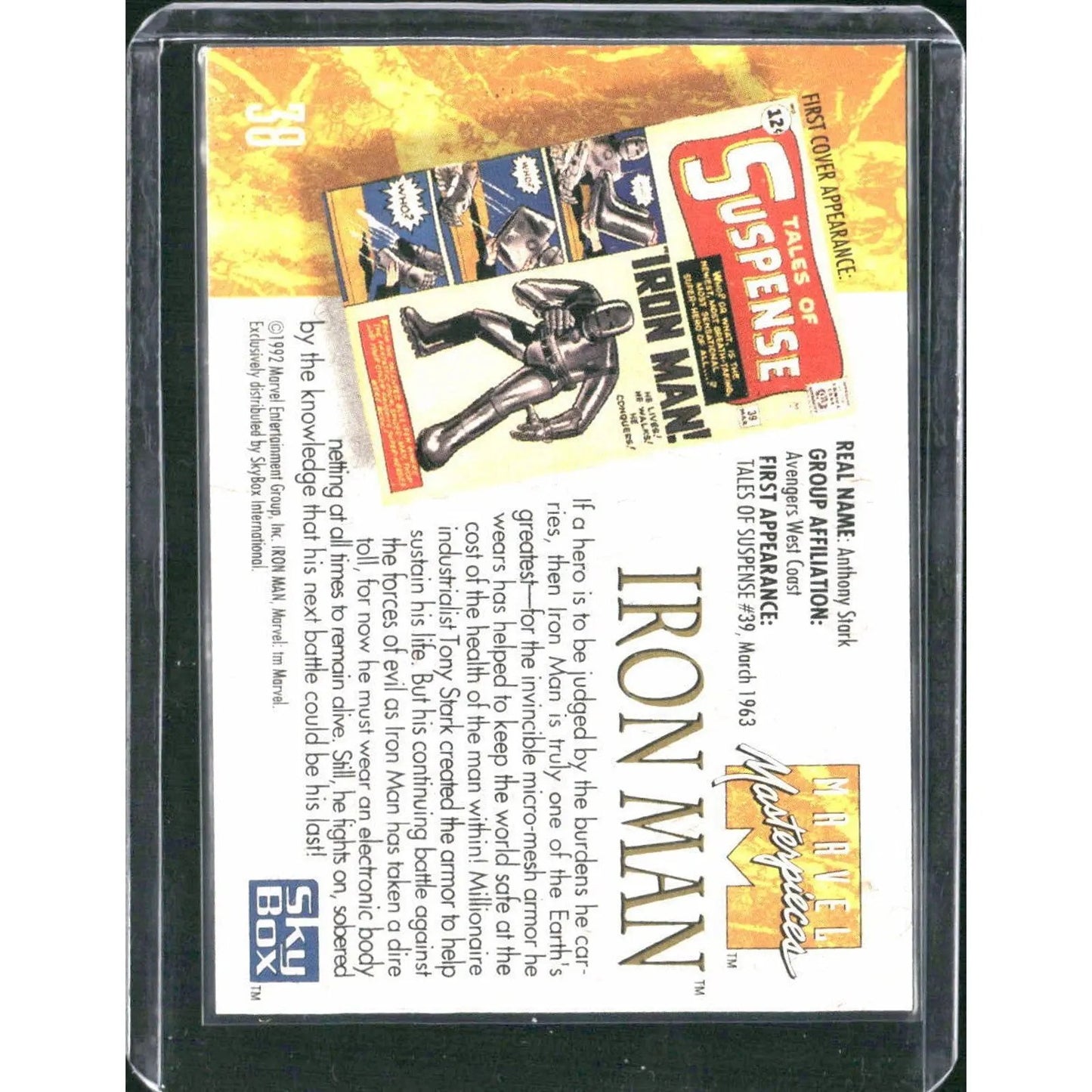 1992 SkyBox Marvel Masterpieces #38 Iron Man - MOD Shop LLC