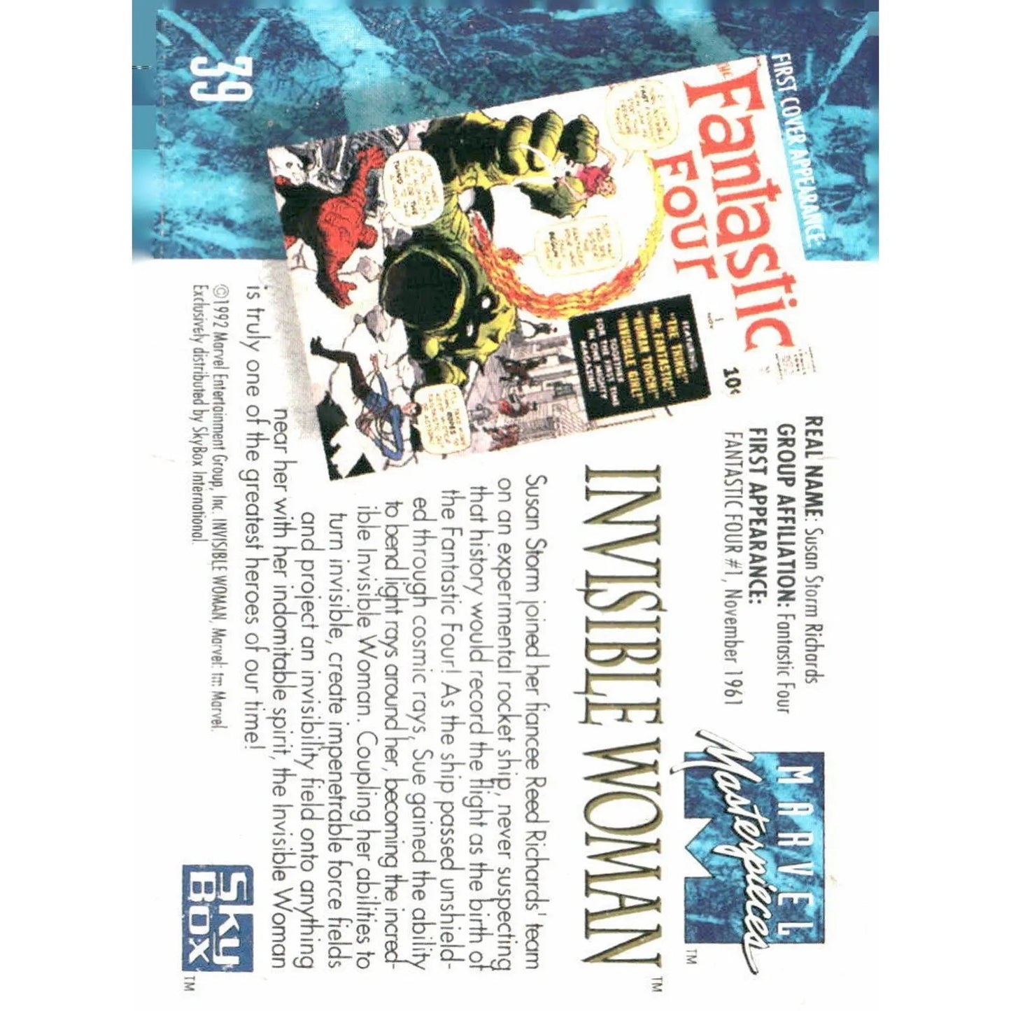 1992 SkyBox Marvel Masterpieces #39 Invisible Woman - MOD Shop LLC