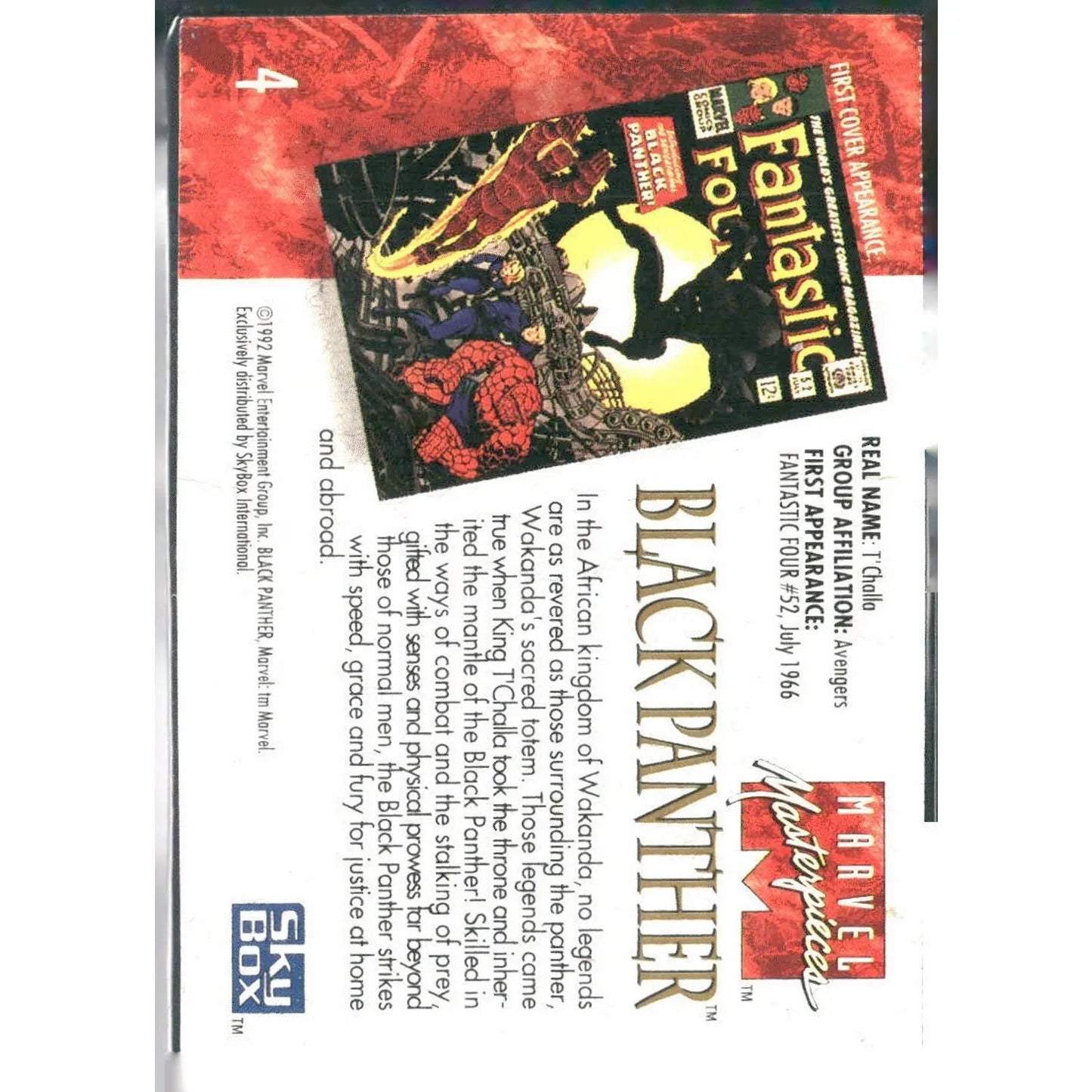 1992 SkyBox Marvel Masterpieces #4 Black Panther - MOD Shop LLC