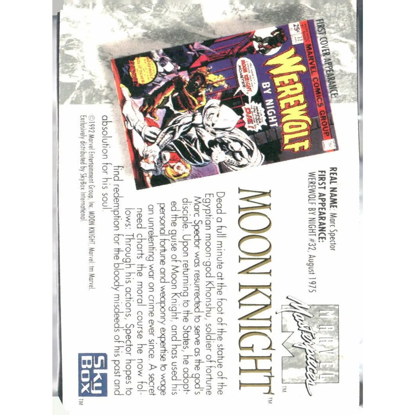 1992 SkyBox Marvel Masterpieces #51 Moon Knight - MOD Shop LLC