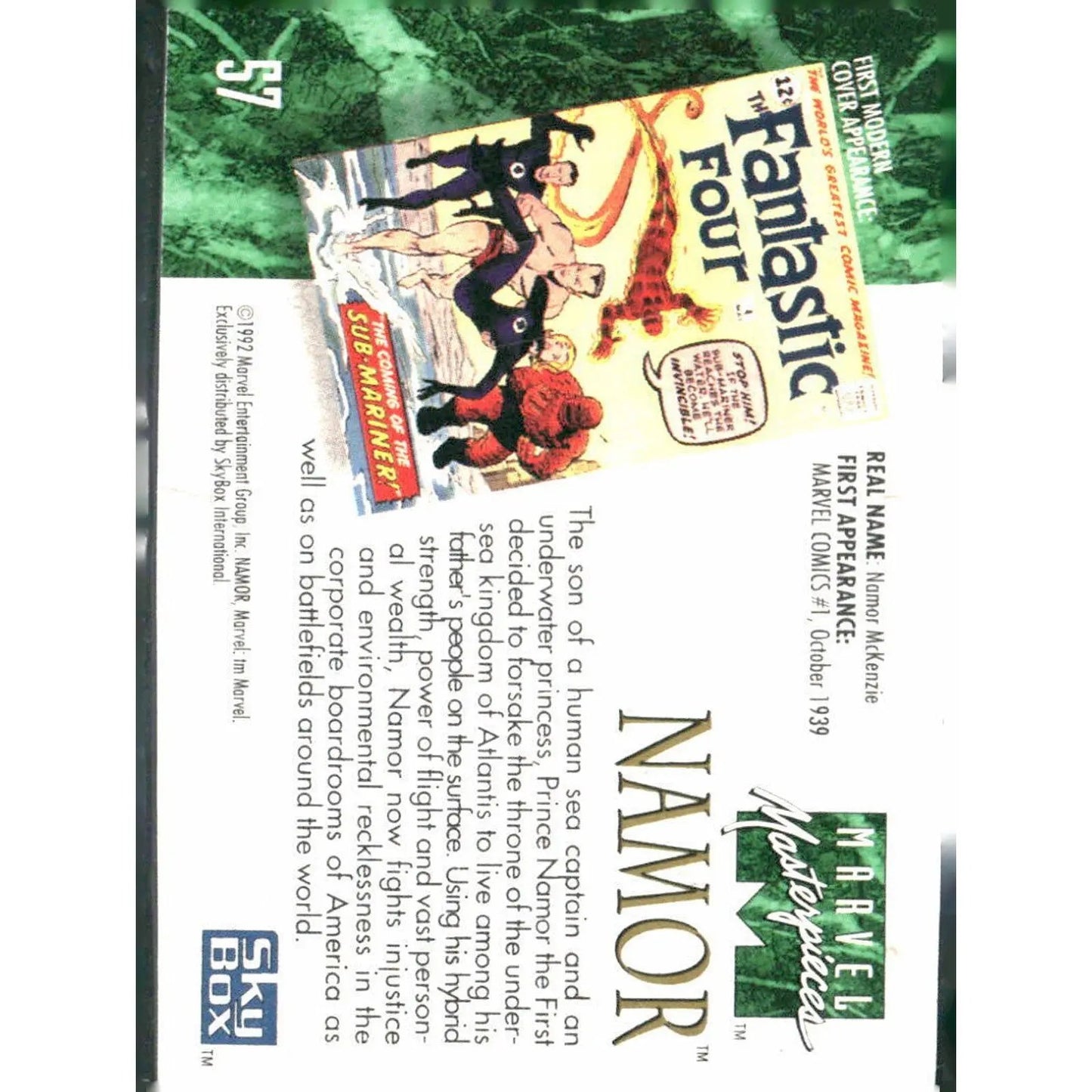 1992 SkyBox Marvel Masterpieces #57 Namor - MOD Shop LLC