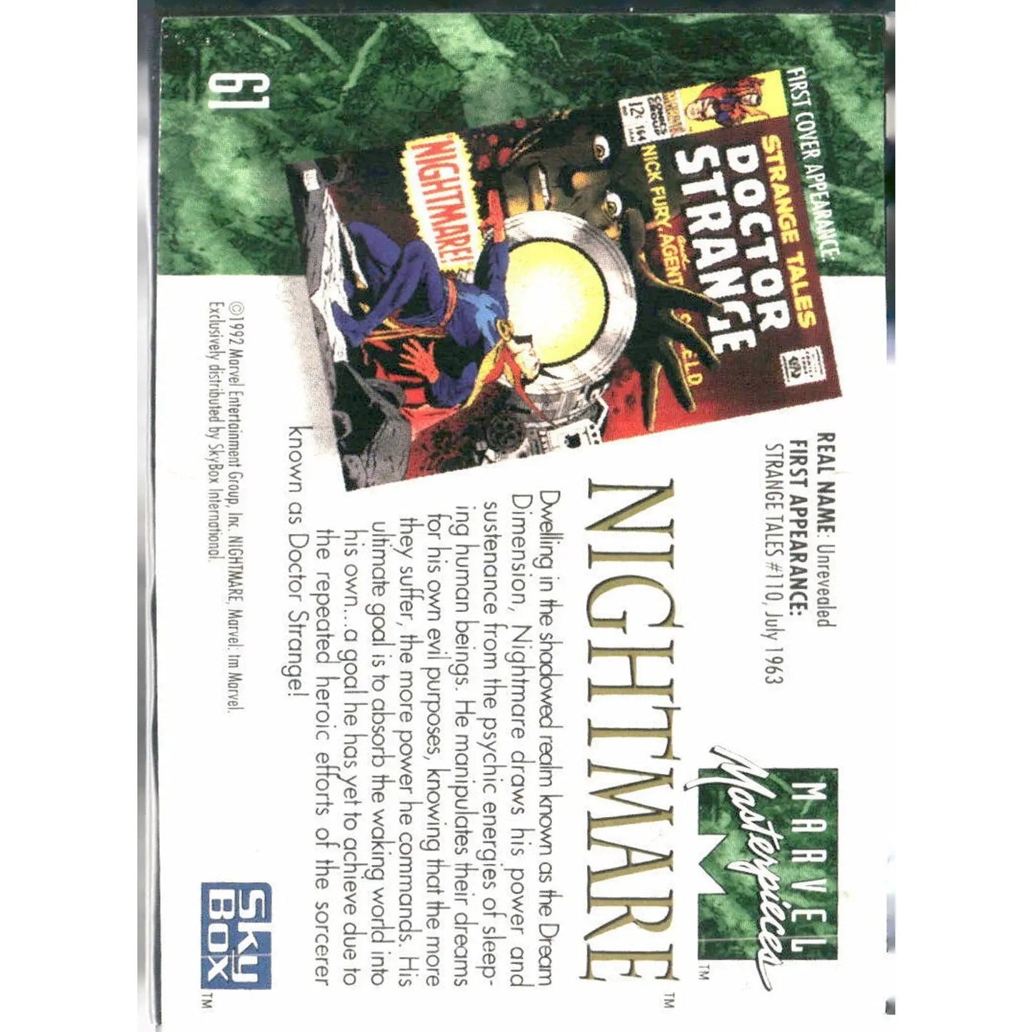 1992 SkyBox Marvel Masterpieces #61 Nightmare - MOD Shop LLC