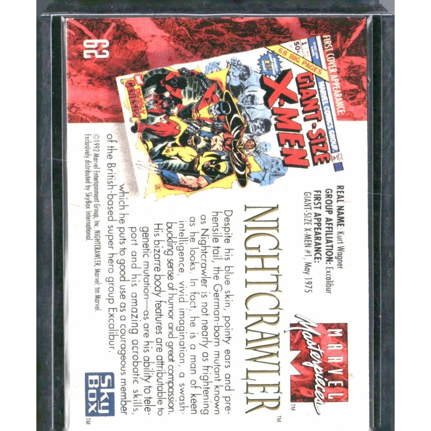 1992 SkyBox Marvel Masterpieces #62 Nightcrawler - MOD Shop LLC