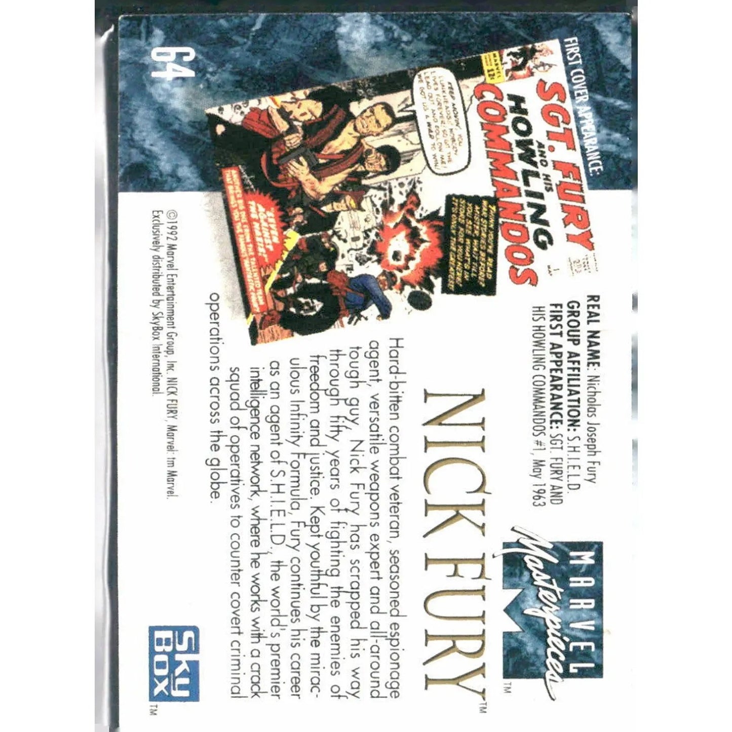 1992 SkyBox Marvel Masterpieces #64 Nick Fury - MOD Shop LLC