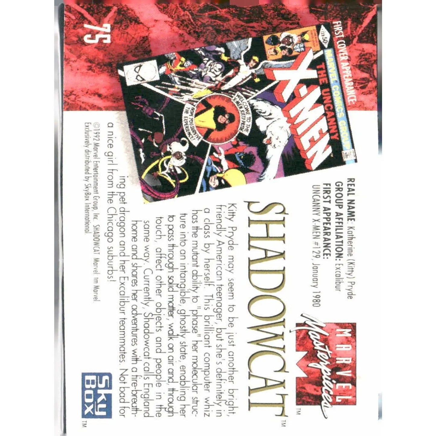 1992 SkyBox Marvel Masterpieces #75 Shadowcat - MOD Shop LLC