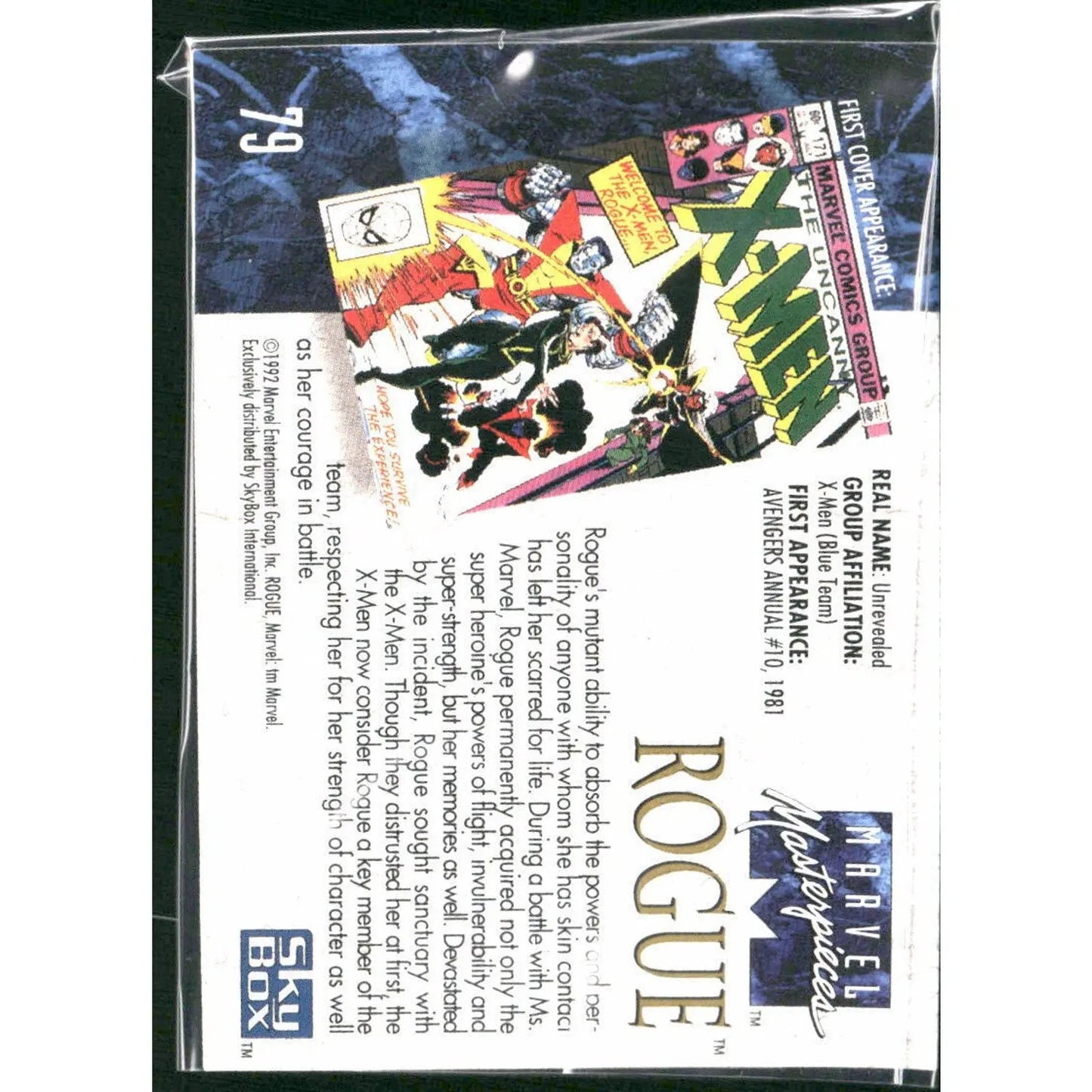 1992 SkyBox Marvel Masterpieces #79 Rogue - MOD Shop LLC