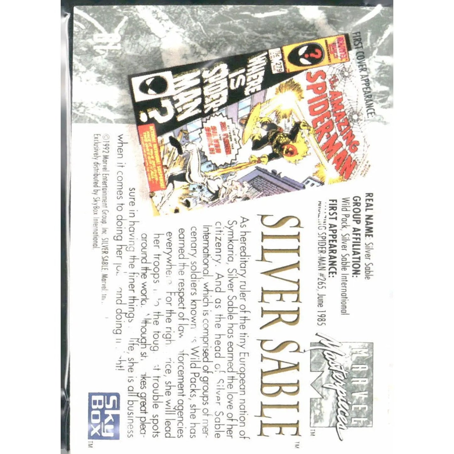 1992 SkyBox Marvel Masterpieces #81 Silver Sable - MOD Shop LLC
