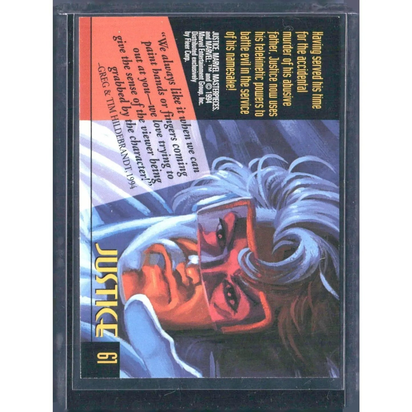 1994 Fleer Marvel Masterpieces Hildebrandt Brothers #61 Justice - MOD Shop LLC