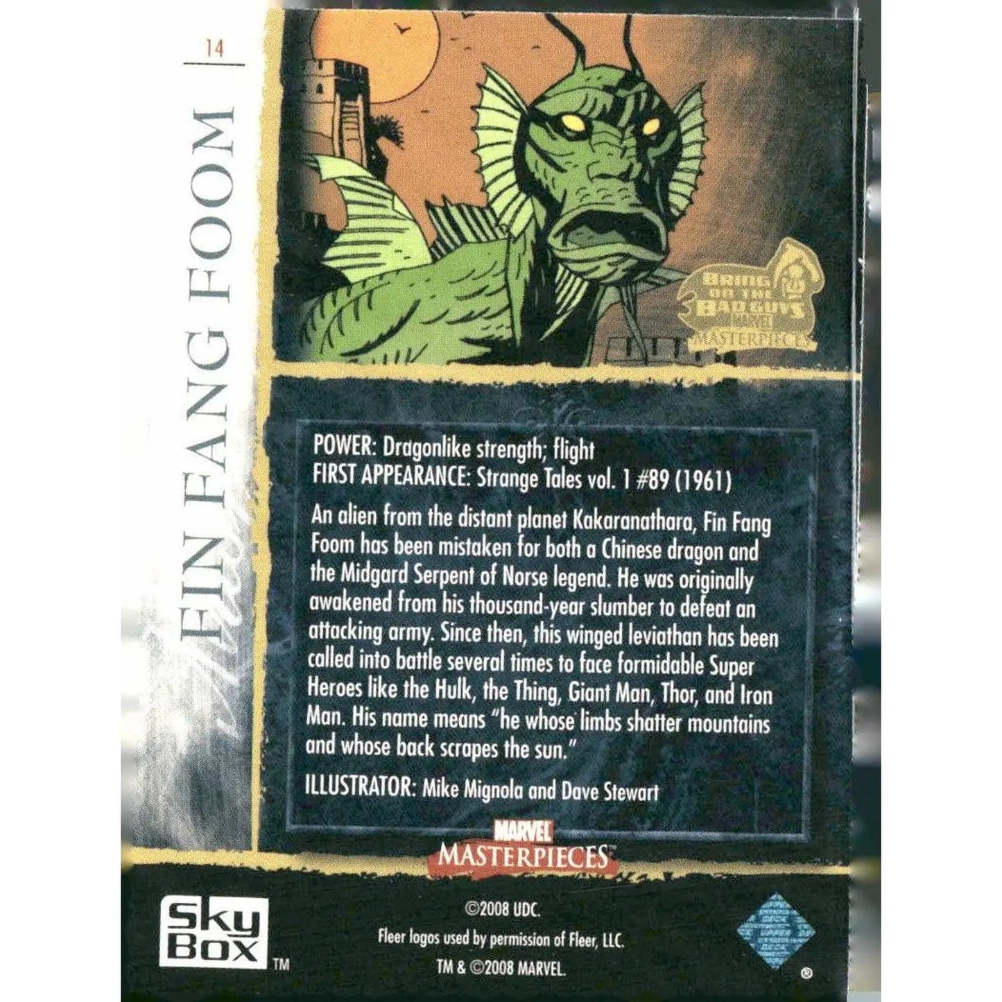 2008 Upper Deck Marvel Masterpieces 3 #14 Fin Fang Foom - MOD Shop LLC