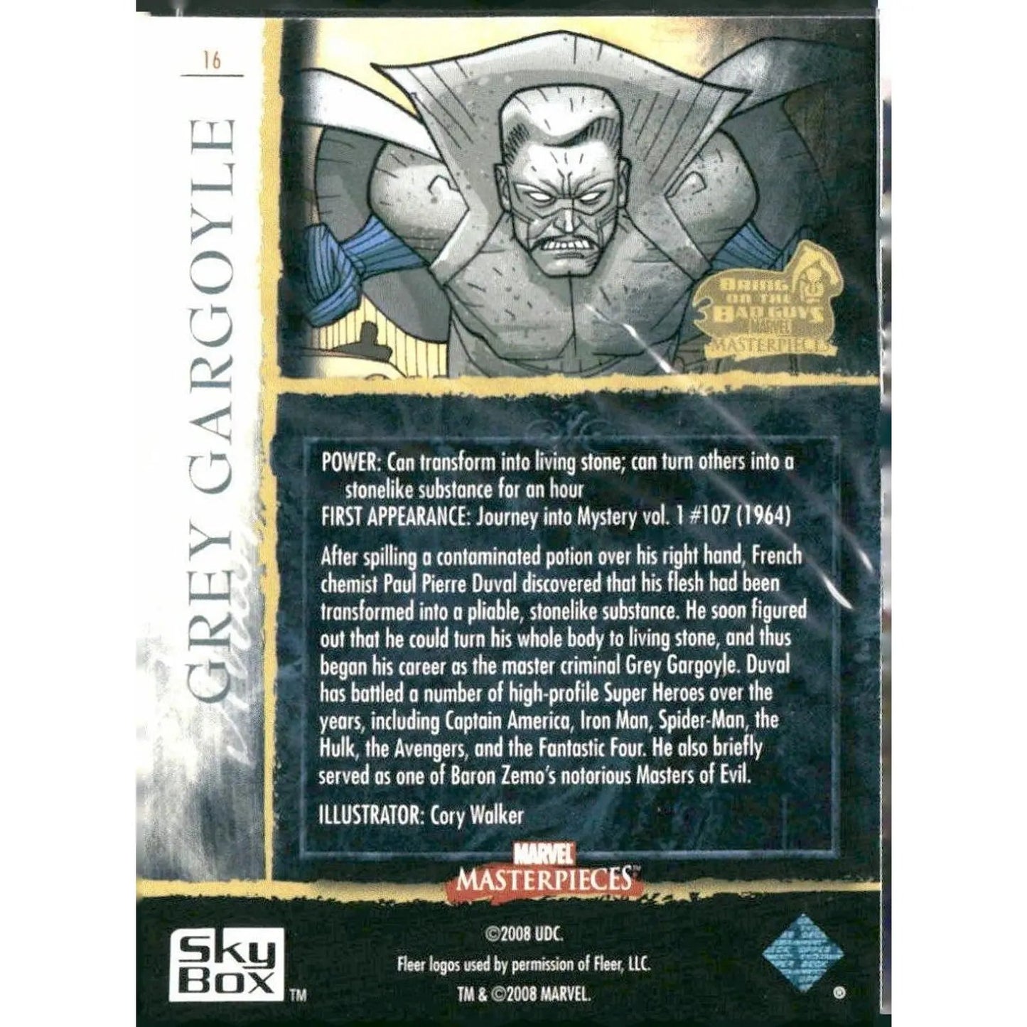 2008 Upper Deck Marvel Masterpieces 3 #16 Grey Gargoyle - MOD Shop LLC