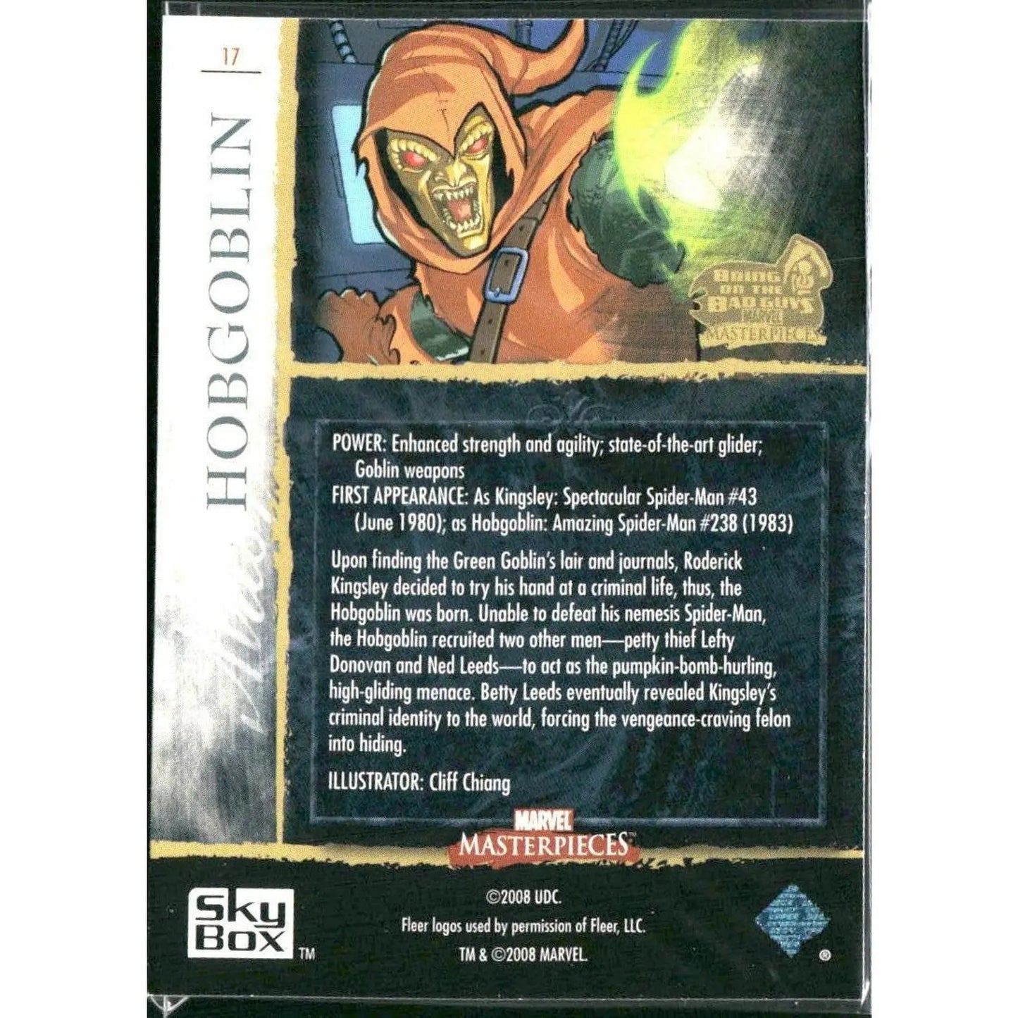 2008 Upper Deck Marvel Masterpieces 3 #17 Hobgoblin - MOD Shop LLC