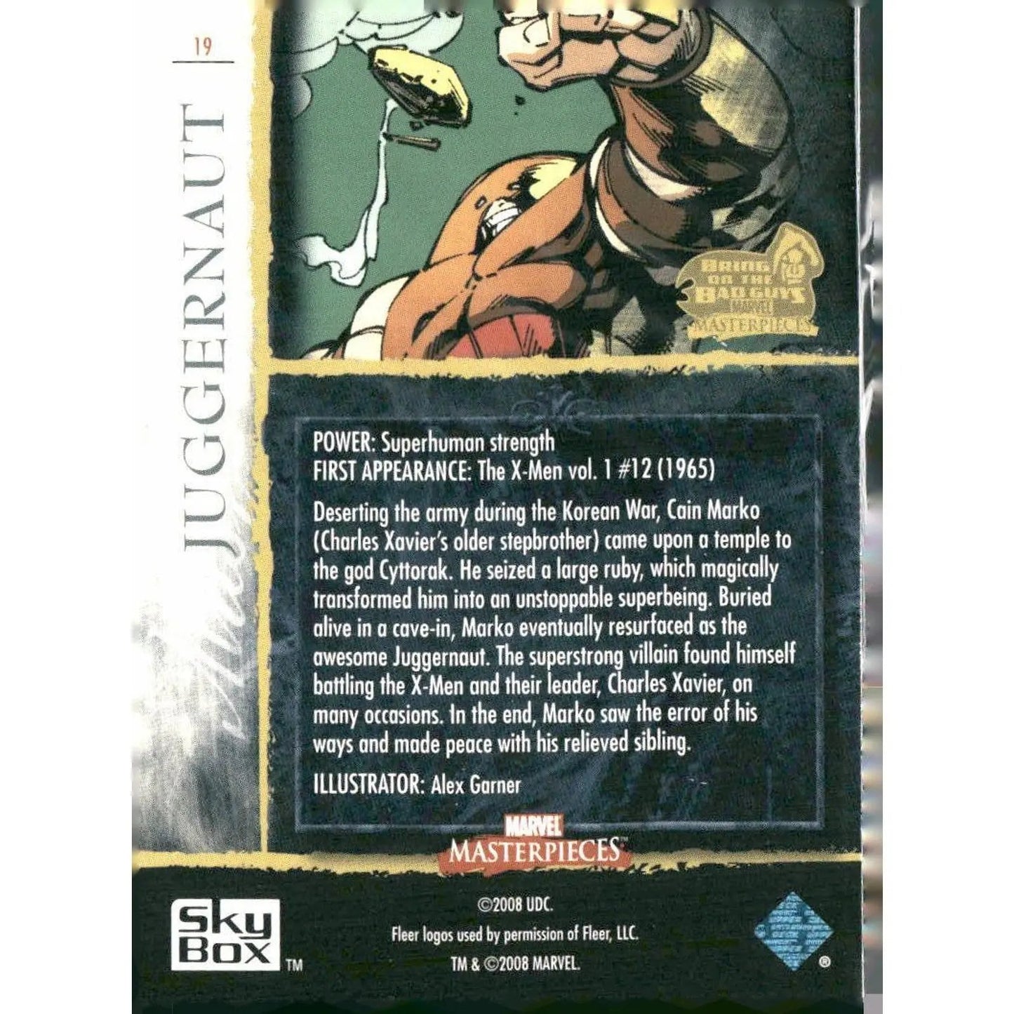 2008 Upper Deck Marvel Masterpieces 3 #19 Juggernaut - MOD Shop LLC