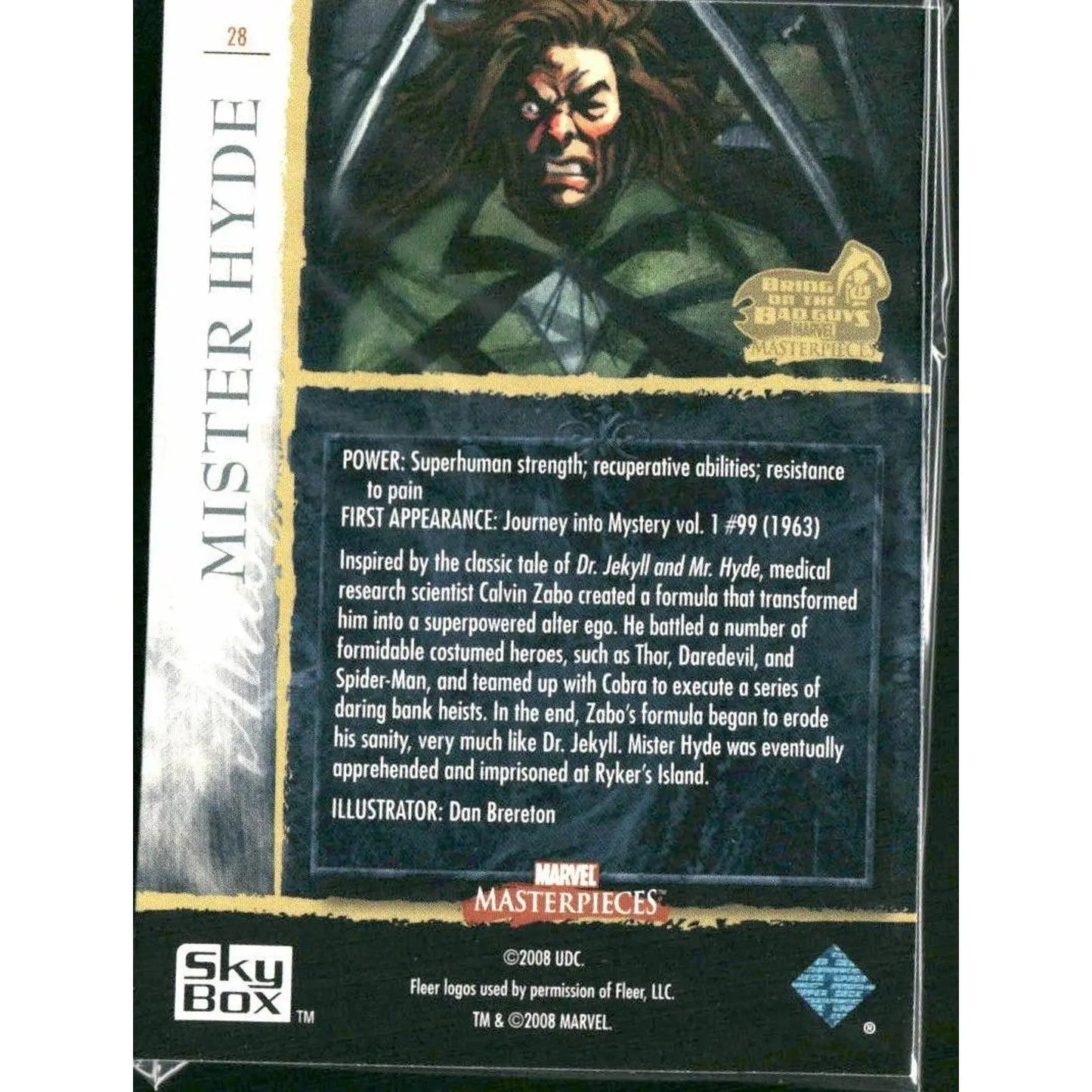 2008 Upper Deck Marvel Masterpieces 3 #28 Mister Hyde - MOD Shop LLC