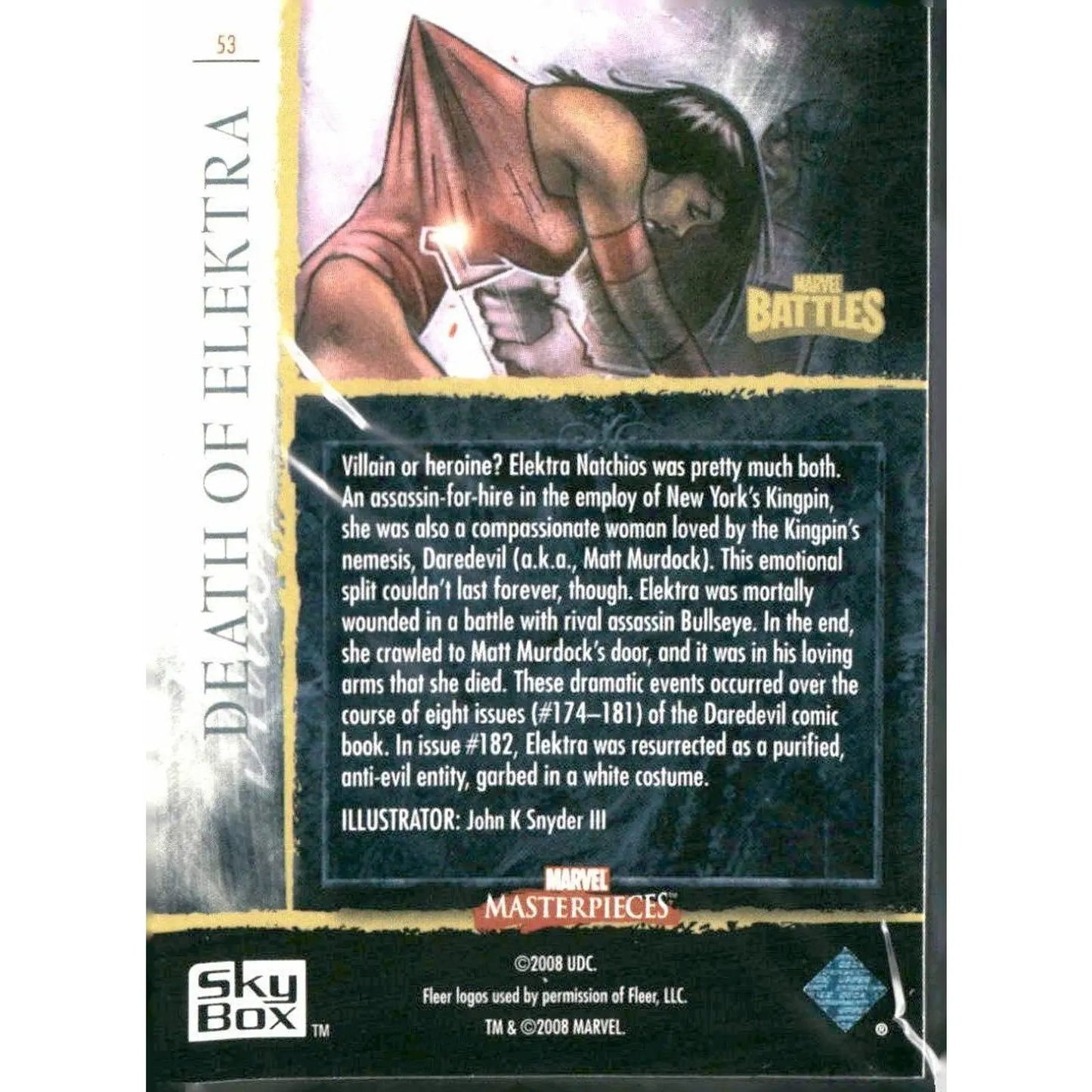 2008 Upper Deck Marvel Masterpieces 3 #53 Death of Elektra - MOD Shop LLC