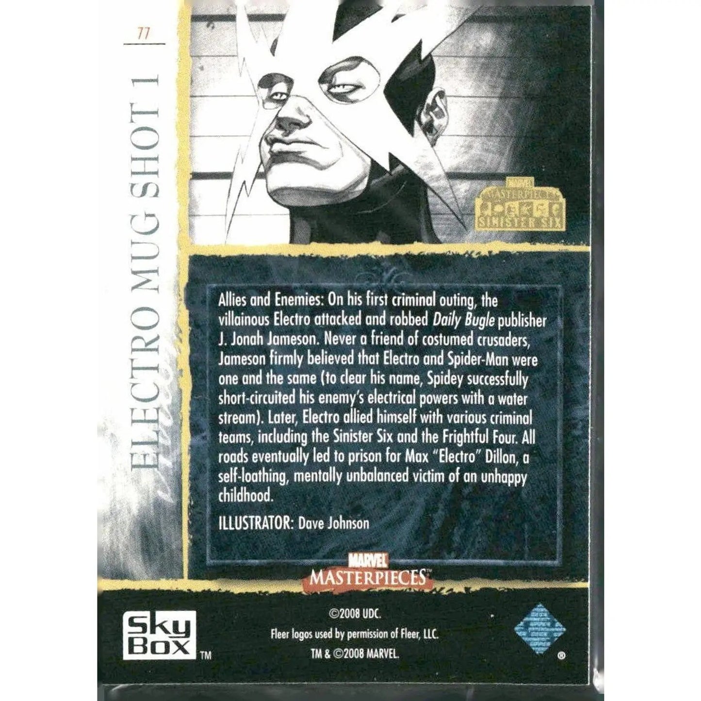 2008 Upper Deck Marvel Masterpieces 3 #77 Electro Mug Shot 1 - MOD Shop LLC