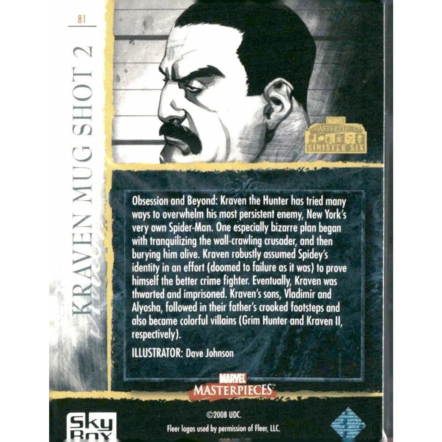 2008 Upper Deck Marvel Masterpieces 3 #81 Kraven Mug Shot 2 - MOD Shop LLC