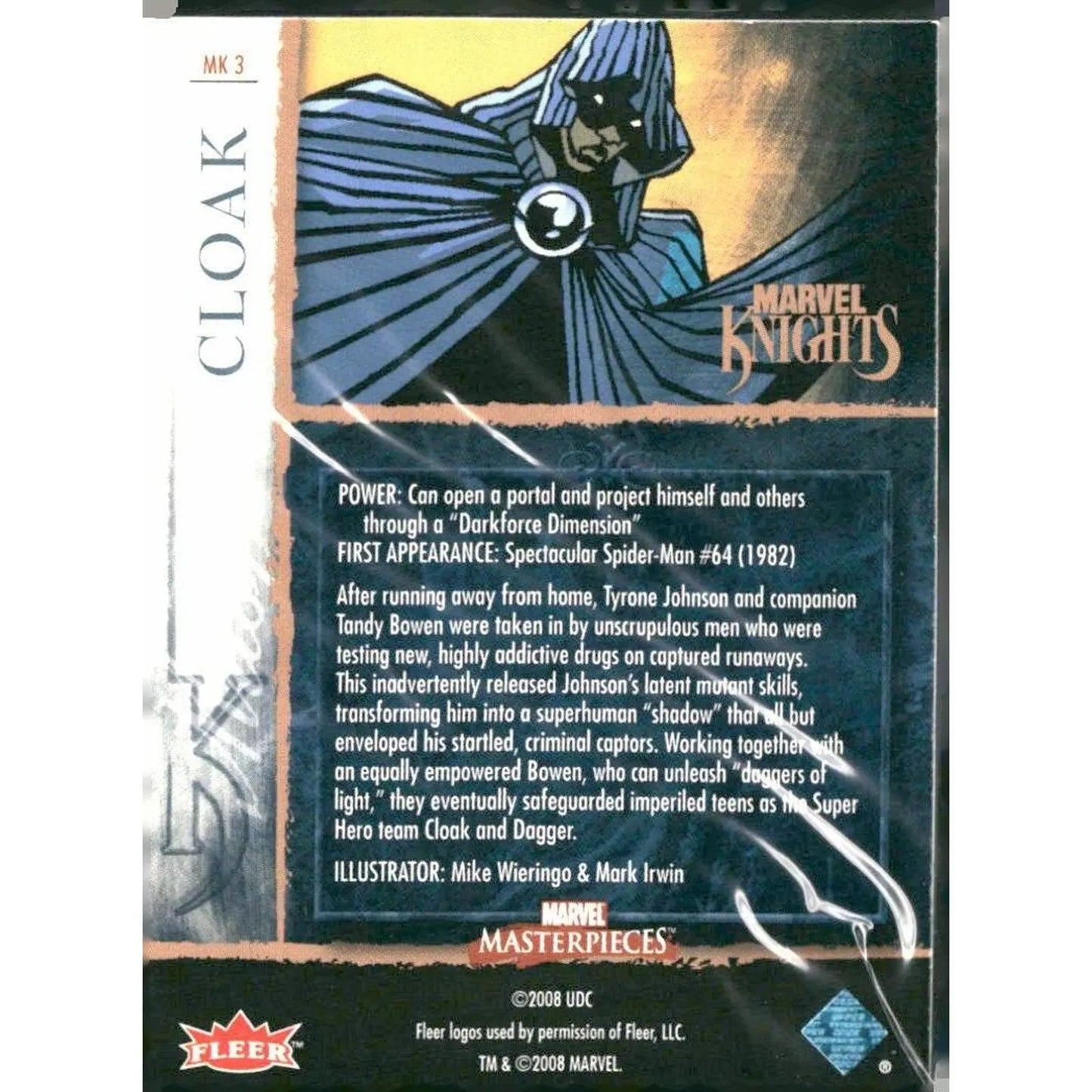 2008 Upper Deck Marvel Masterpieces 3 #MK3 Cloak - MOD Shop LLC