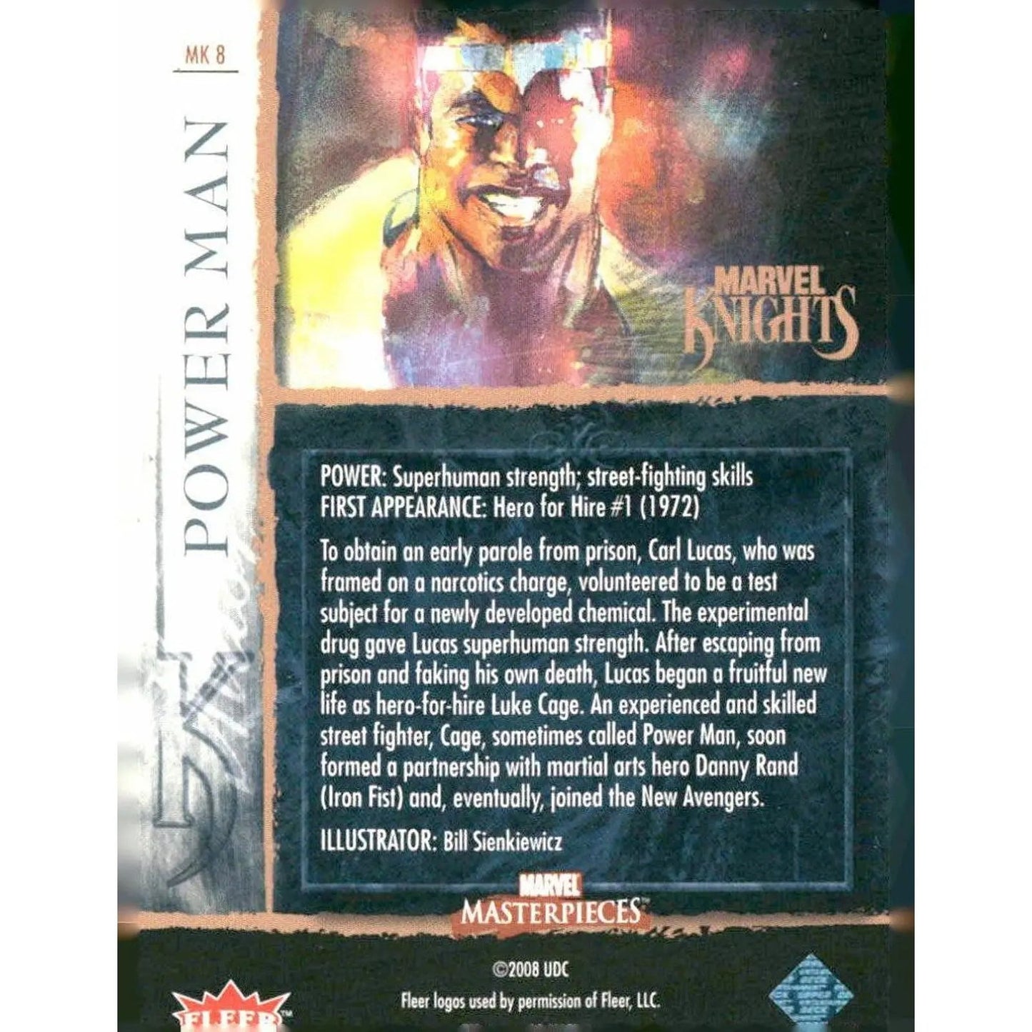 2008 Upper Deck Marvel Masterpieces 3 #MK8 Power Man - MOD Shop LLC