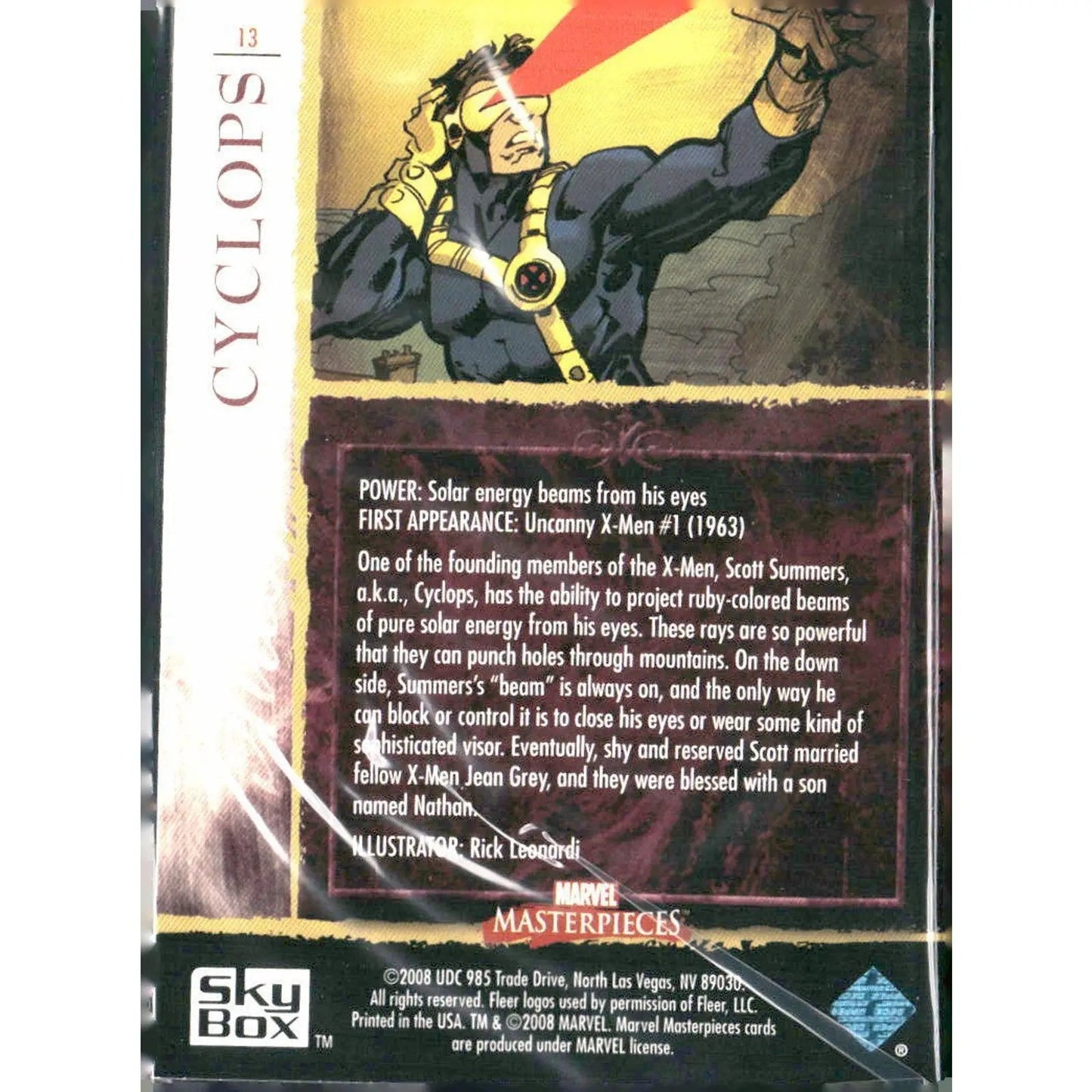 2008 Upper Deck Marvel Masterpieces Set 2 #13 Cyclops - MOD Shop LLC